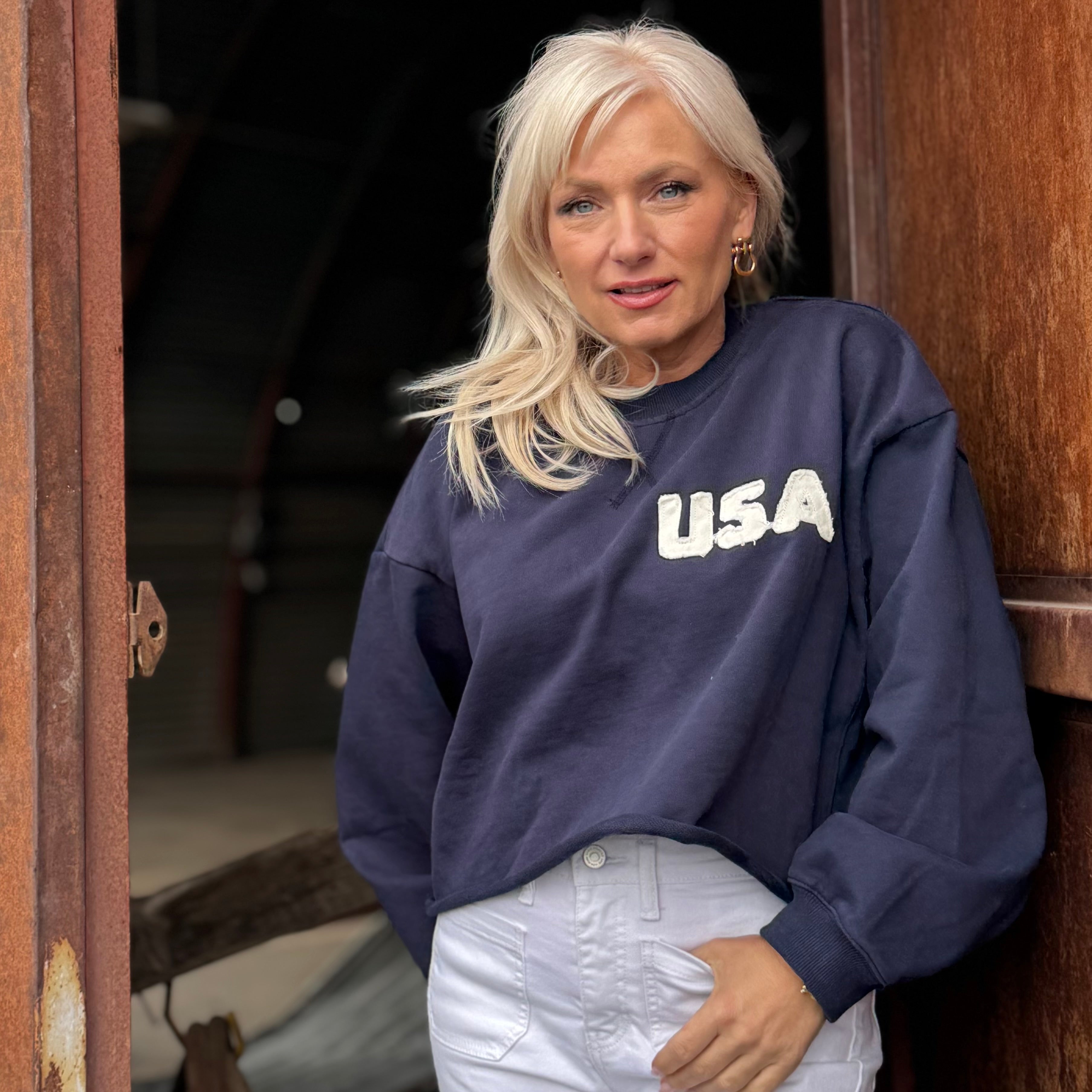 Heritage USA Cropped Pullover Navy