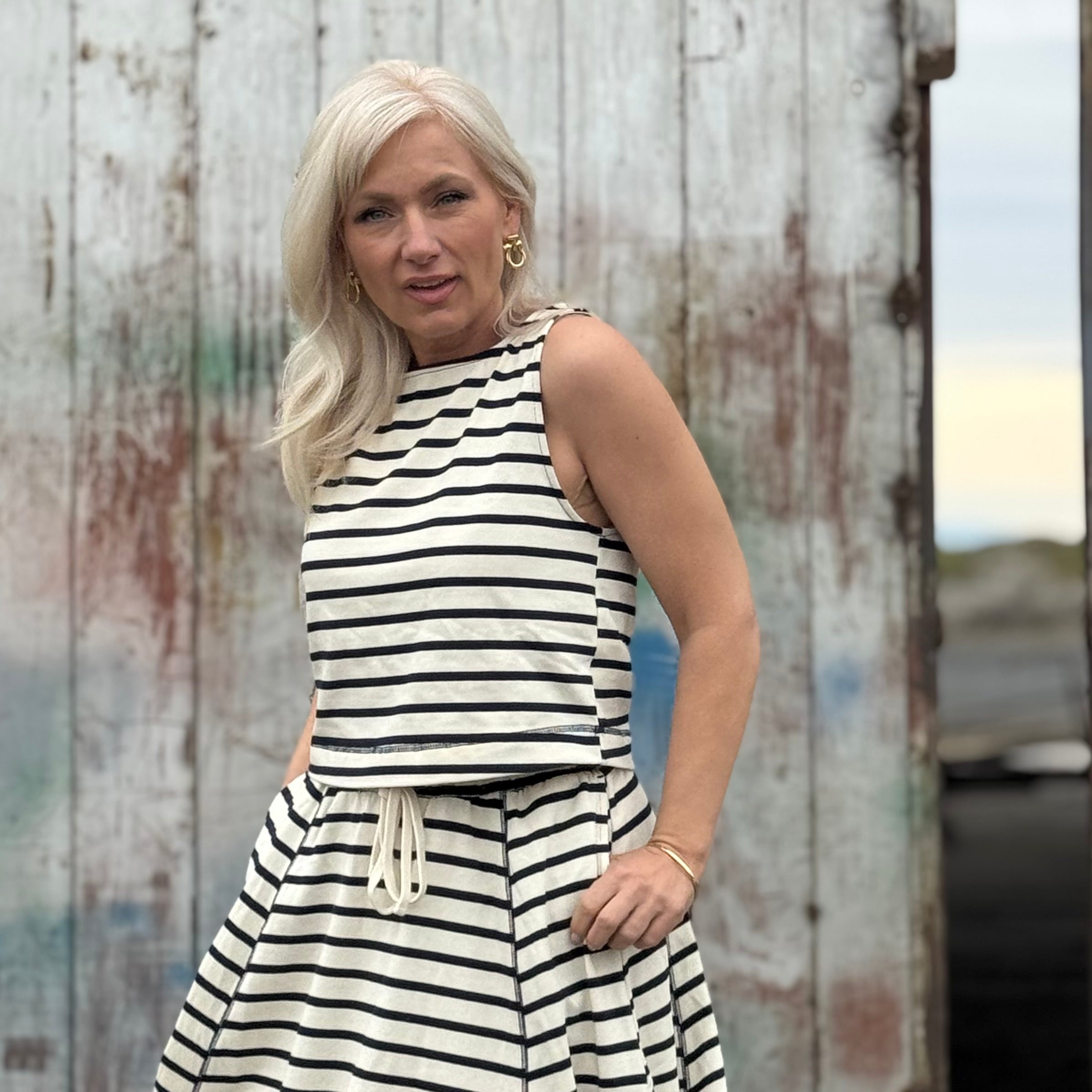Coastal Harbor Stripe Tank Navy