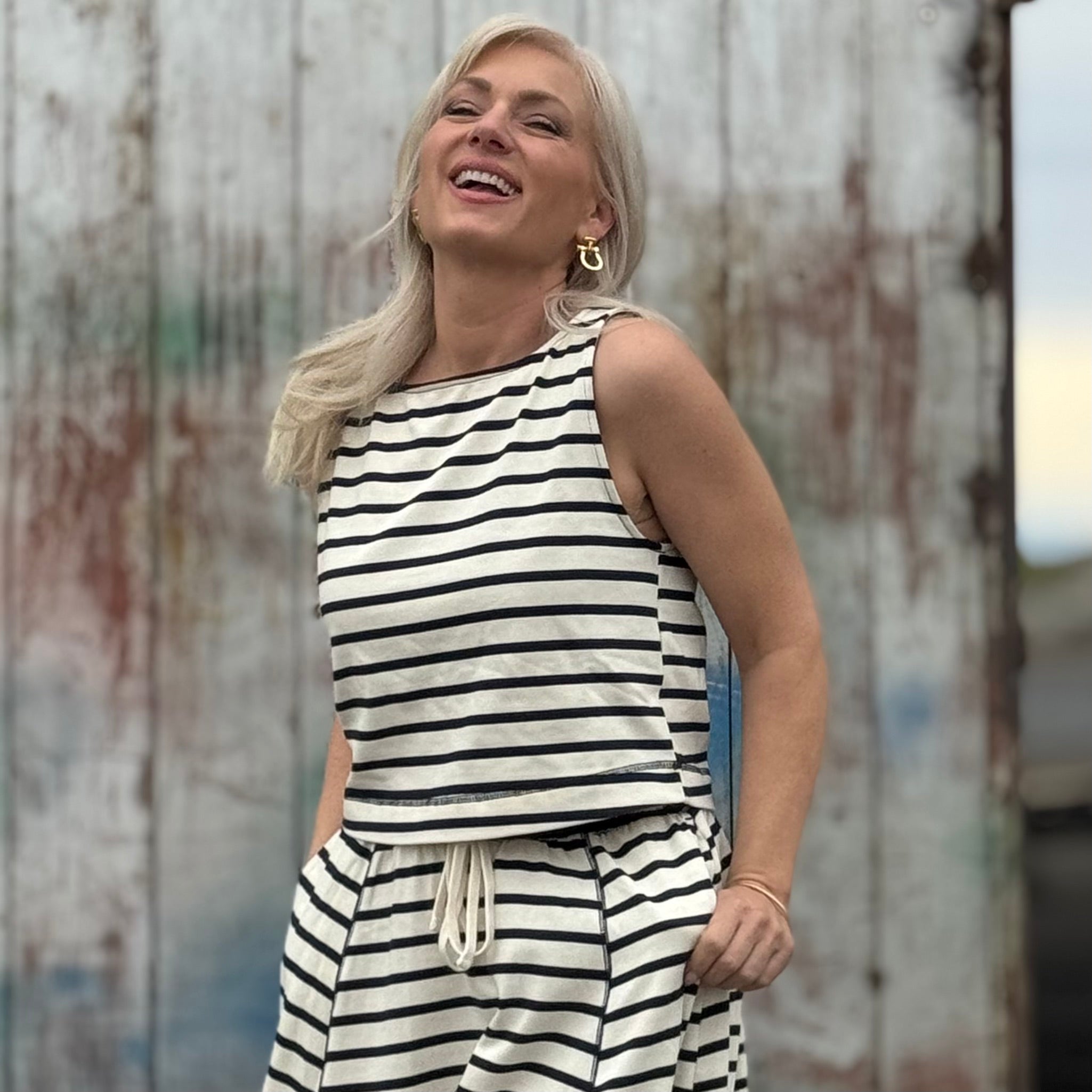 Coastal Harbor Stripe Tank Navy