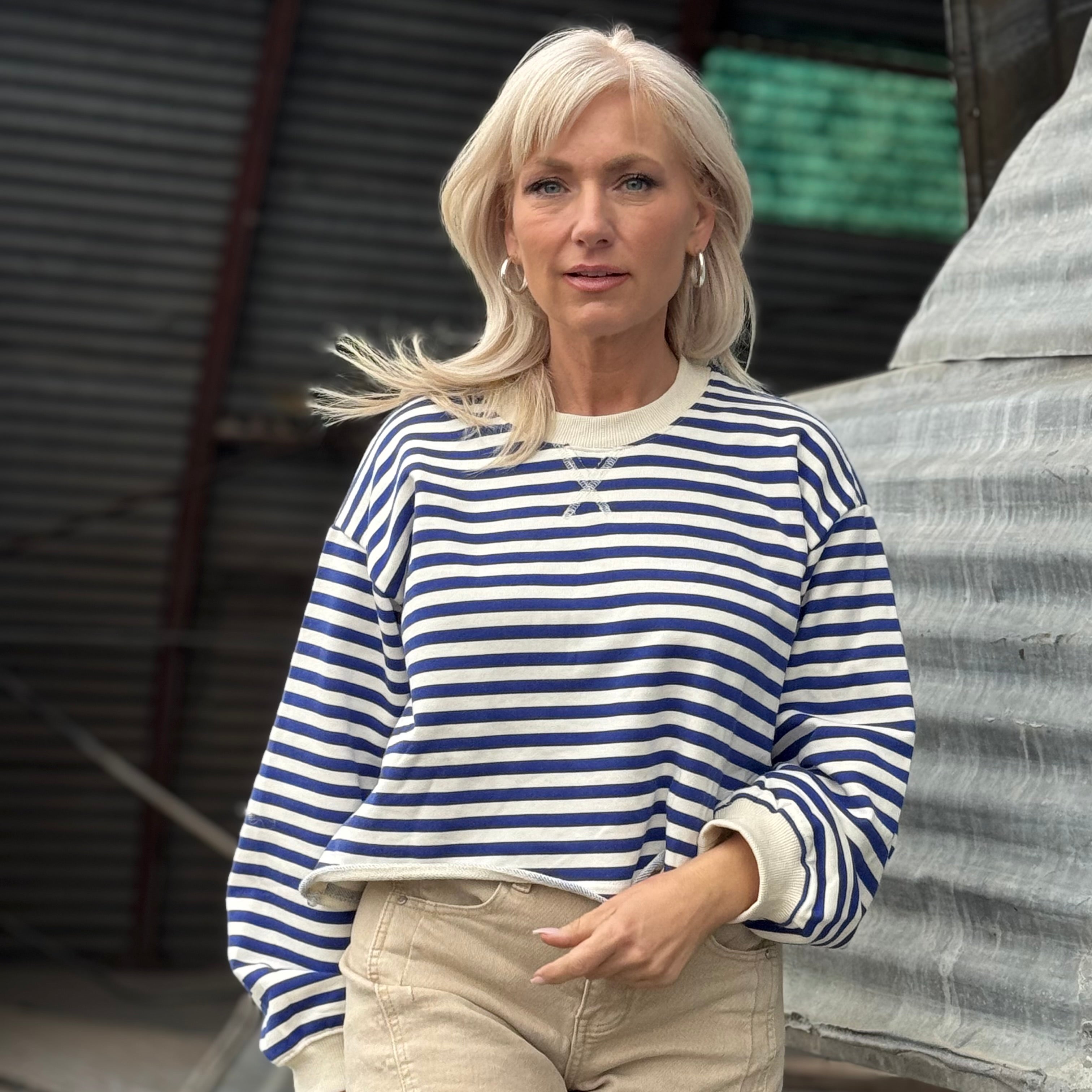 Harbor Stripe French Terry Pullover