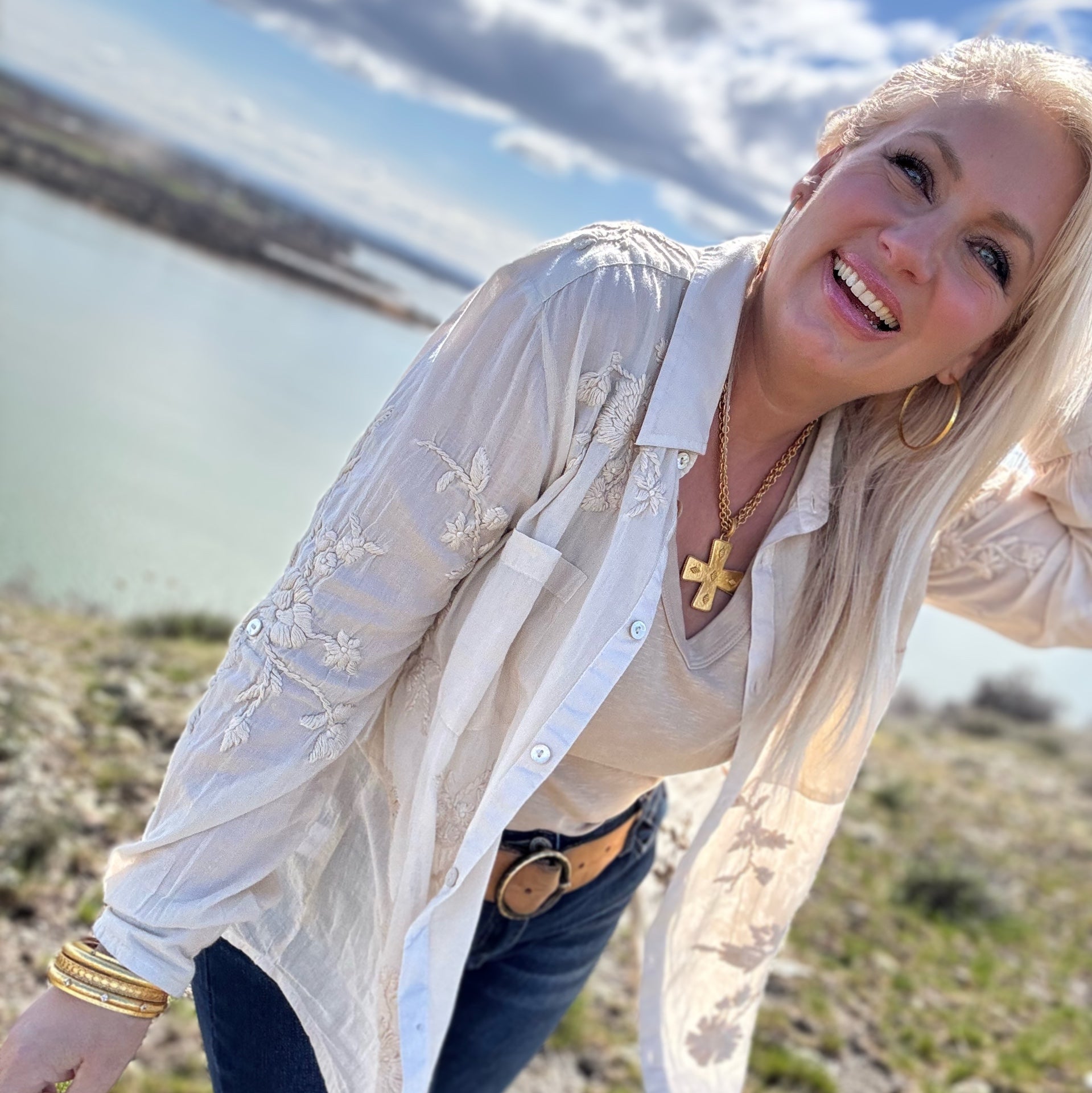 A Place In The Sun Button Up (Oatmeal)