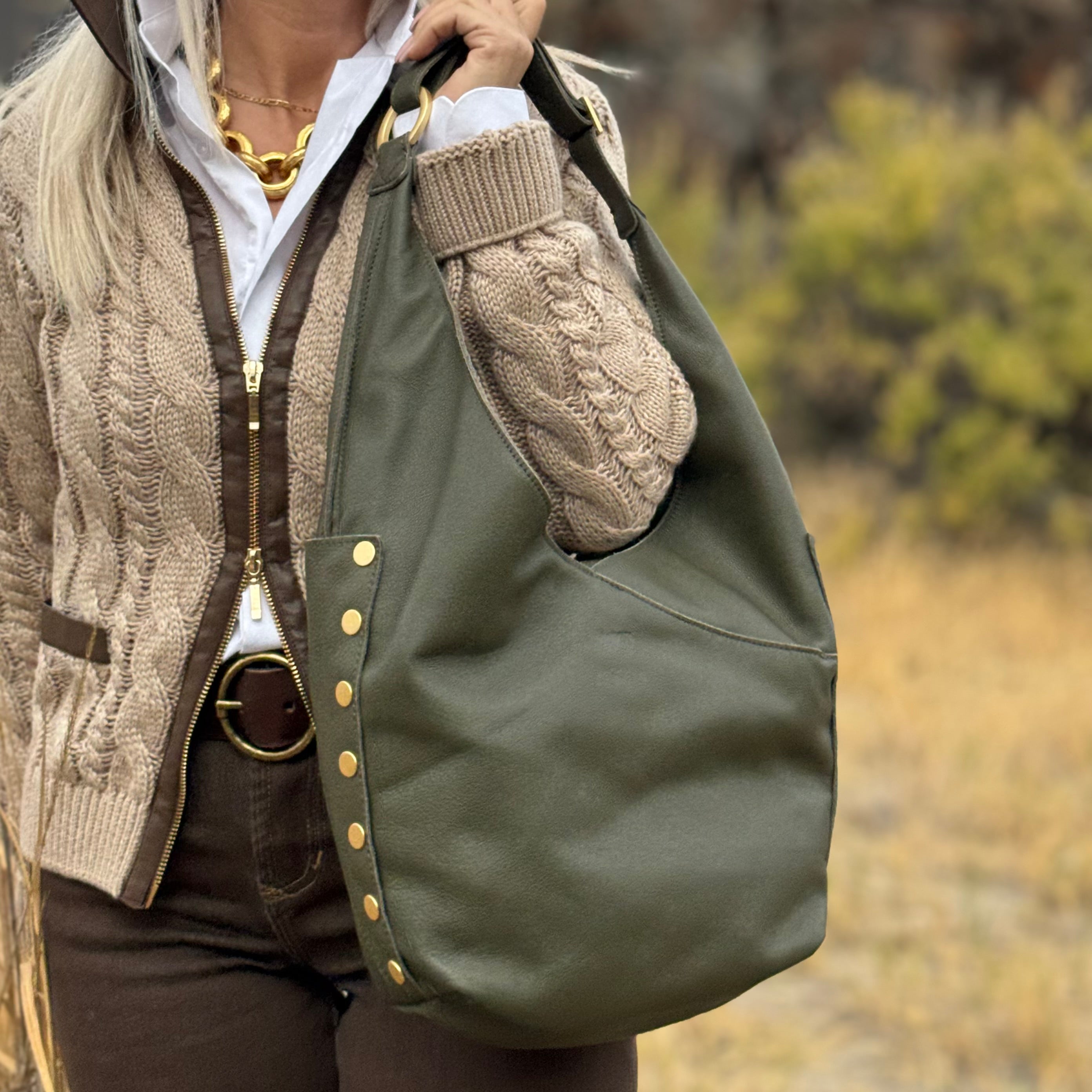 Hammitt TOM LRG Olive/Brushed Gold