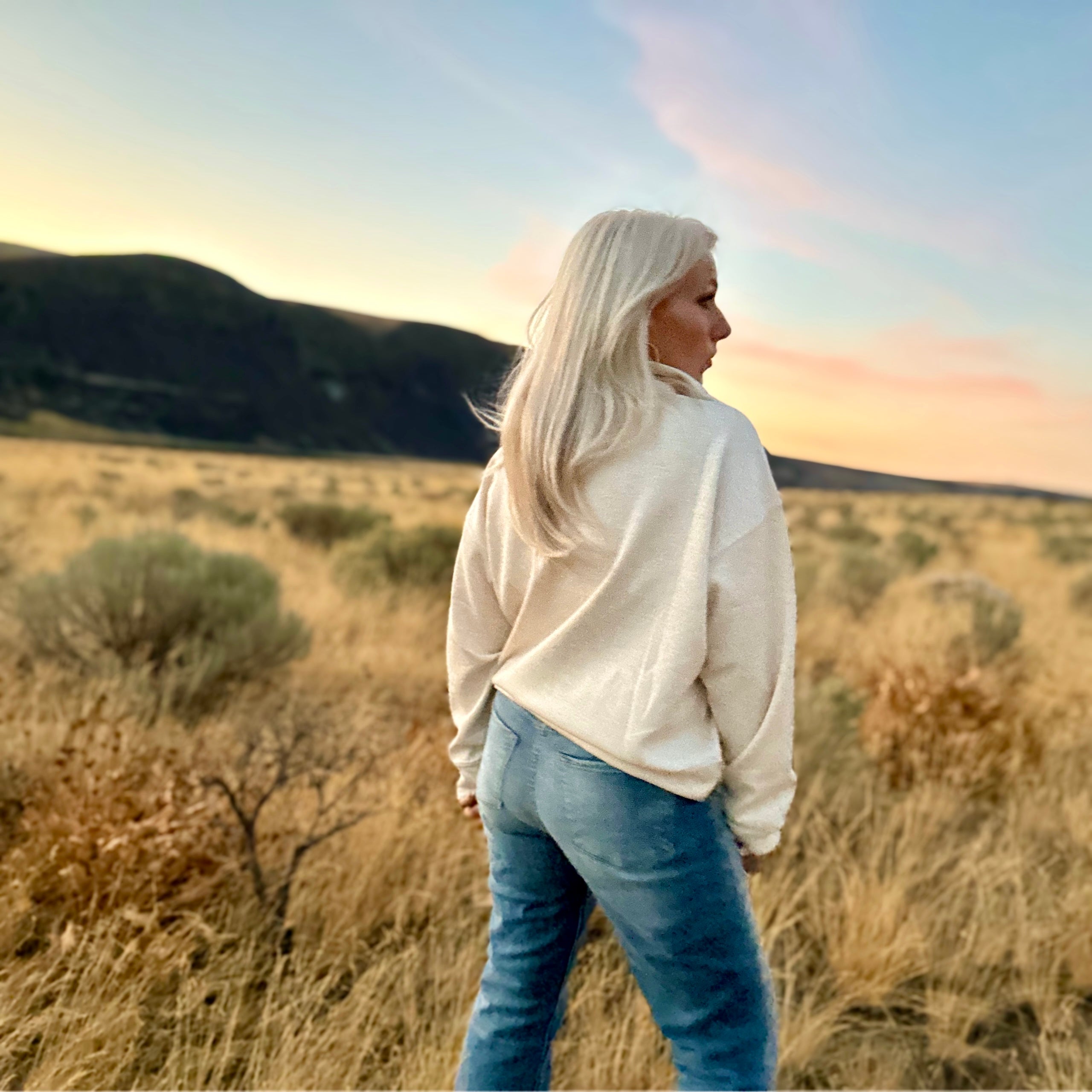 Anywhere Half Zip Pullover (Heathered Beige) (Copy)