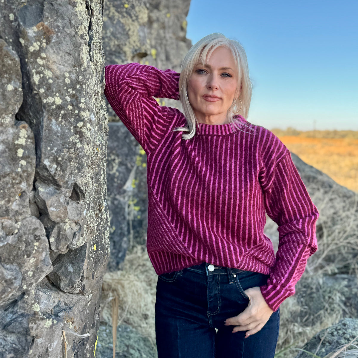 The Berry Crush Ribbed Sweater