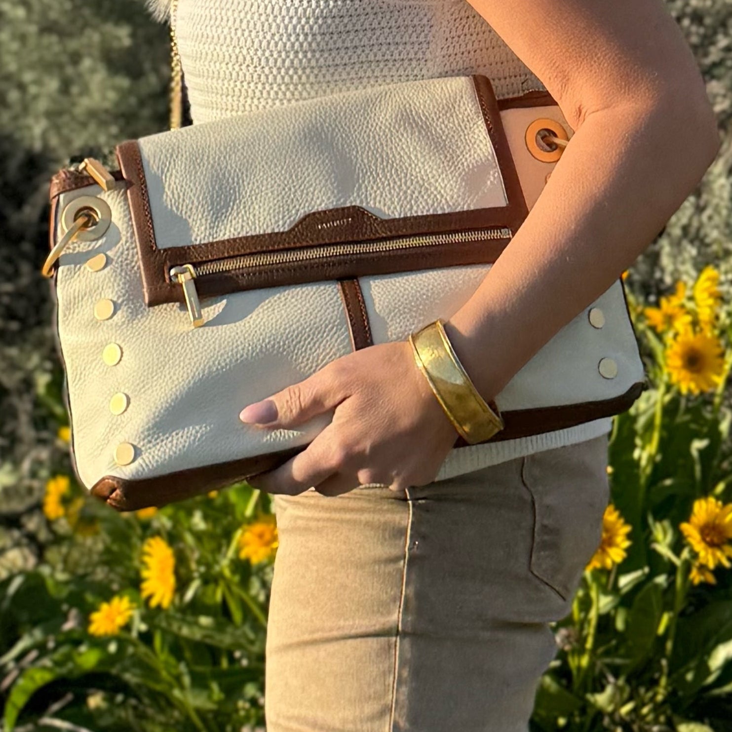 Hammitt VIP Grande Courtyard Cream/Brushed Gold