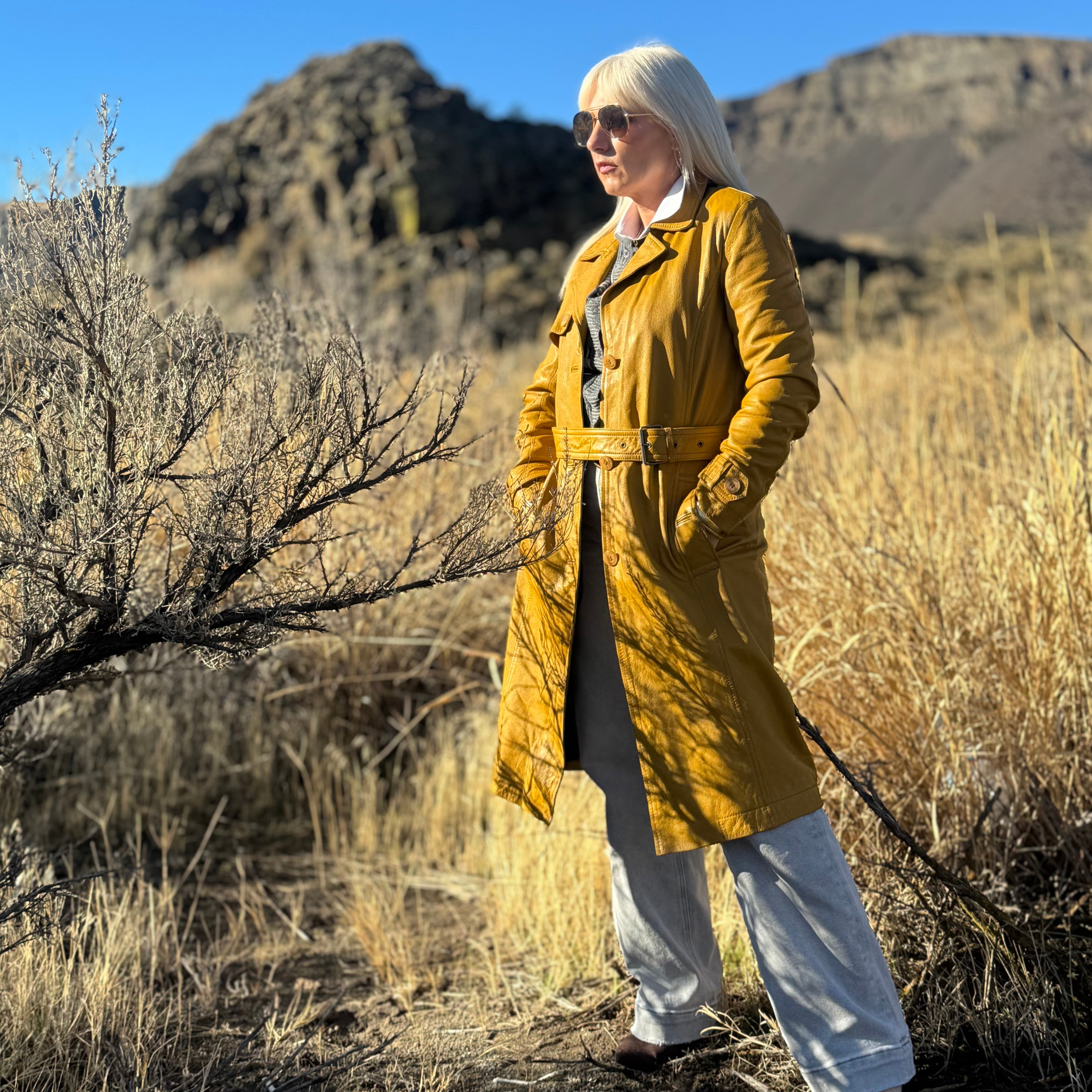 Leah Leather Trench Coat