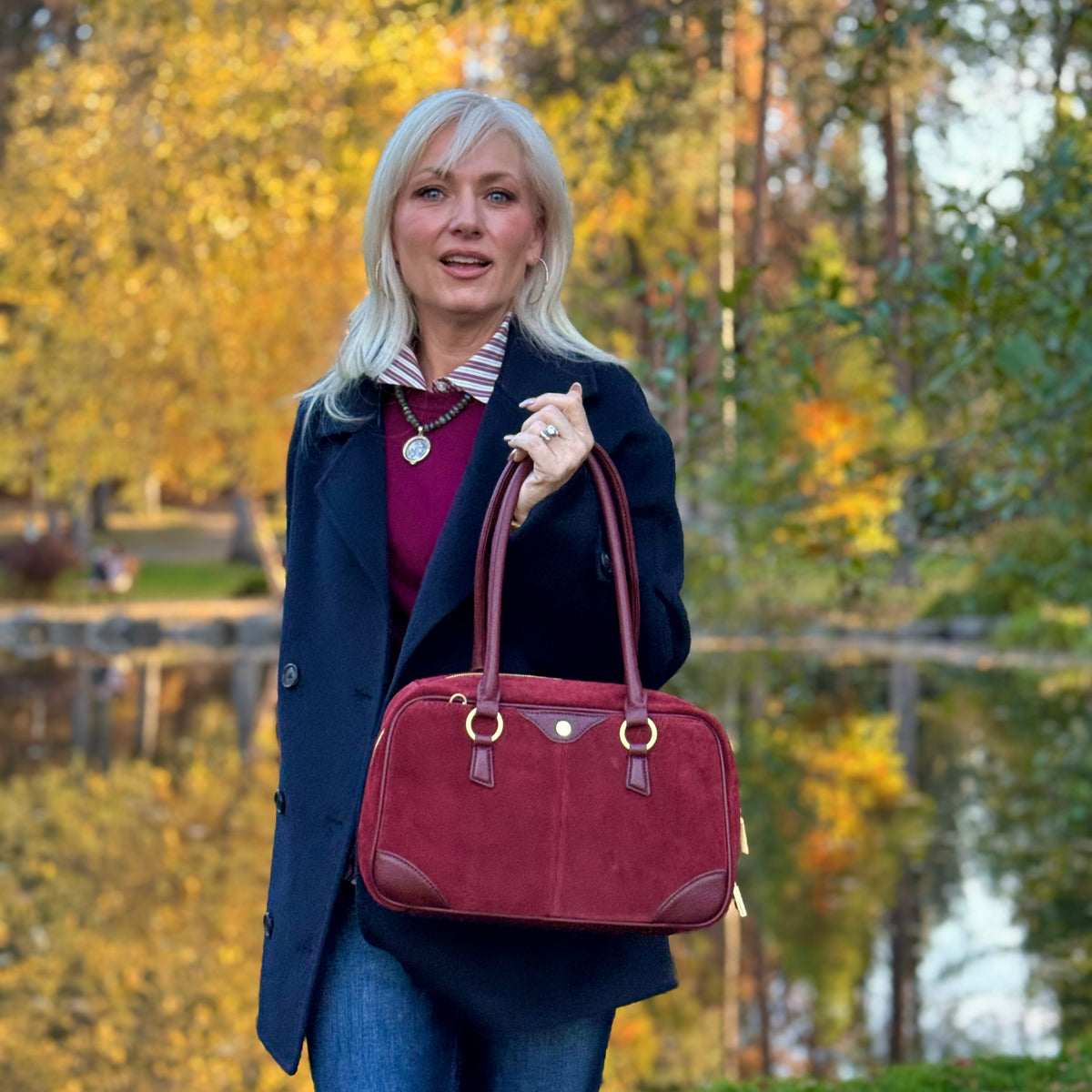 Hammitt Meredith Med Cherrywood Suede/Brushed Gold