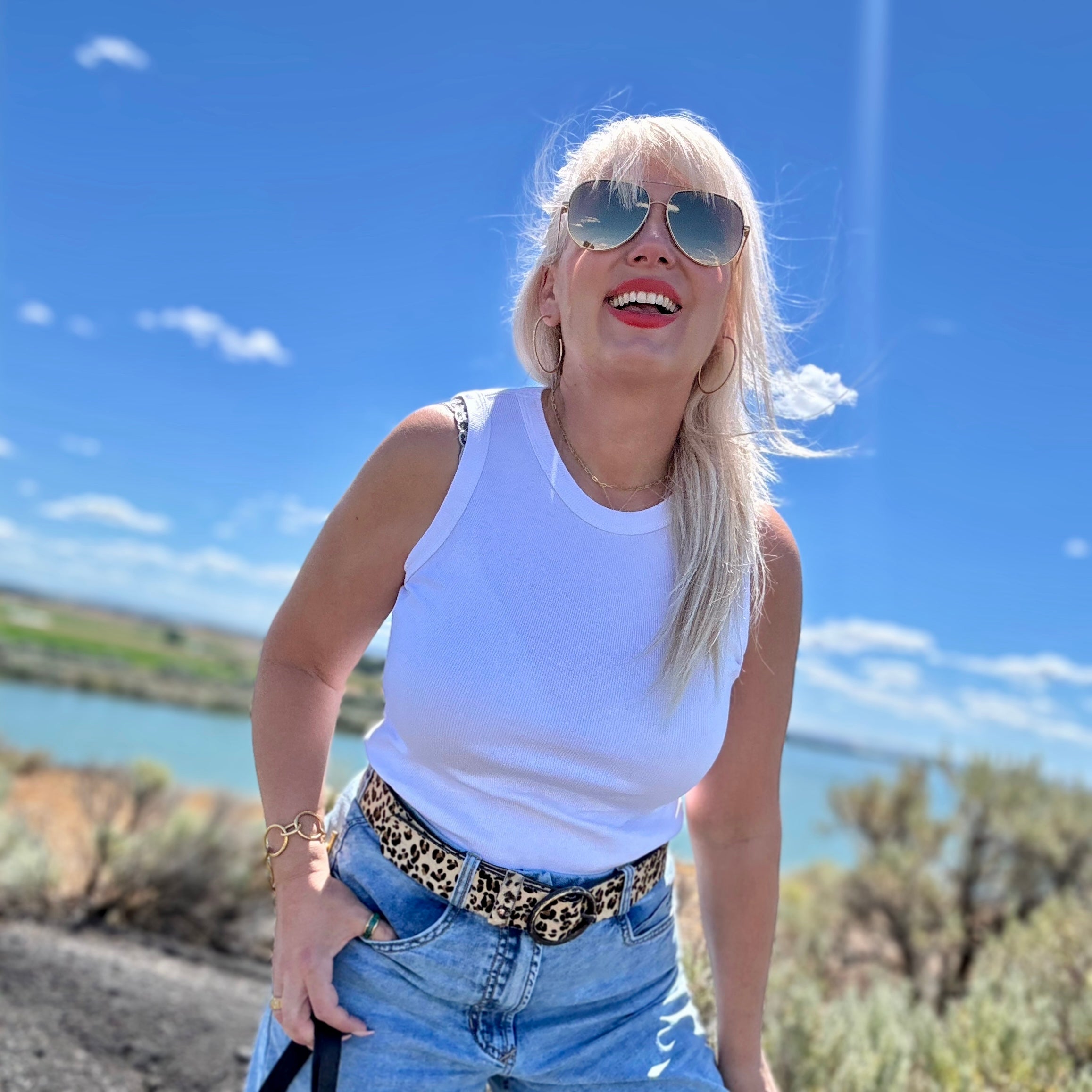 Pacifica Round Neck Tank (White)