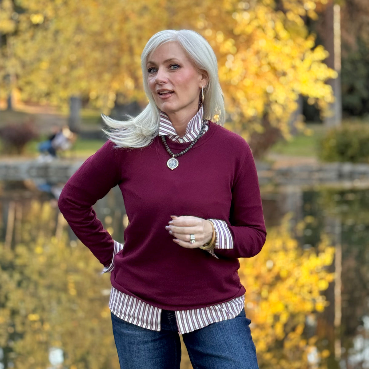 The Everyday Grace Crewneck Sweater Berry