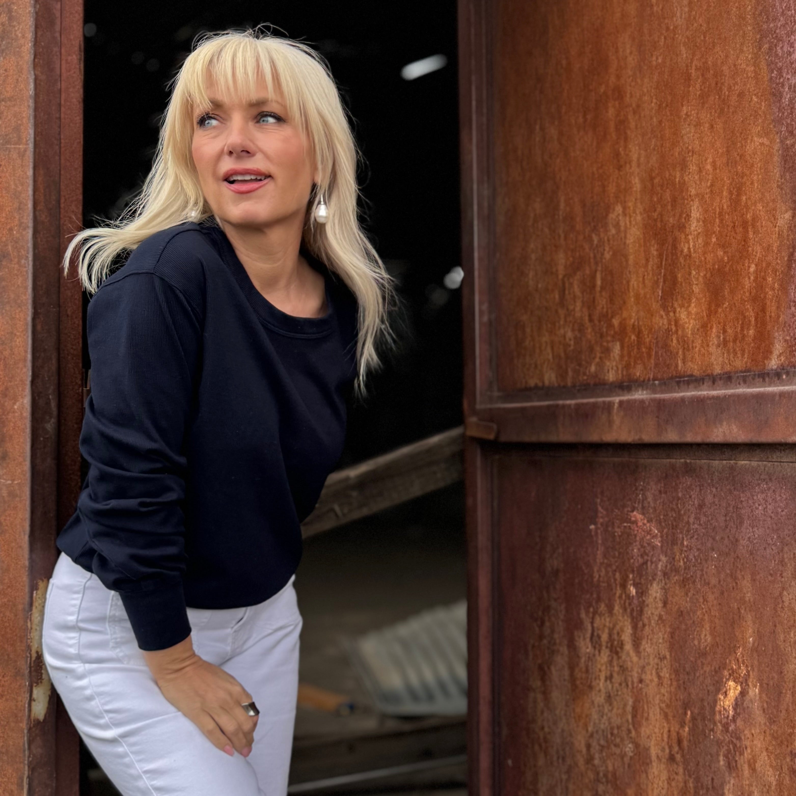 Daydreamer Ribbed Top Navy
