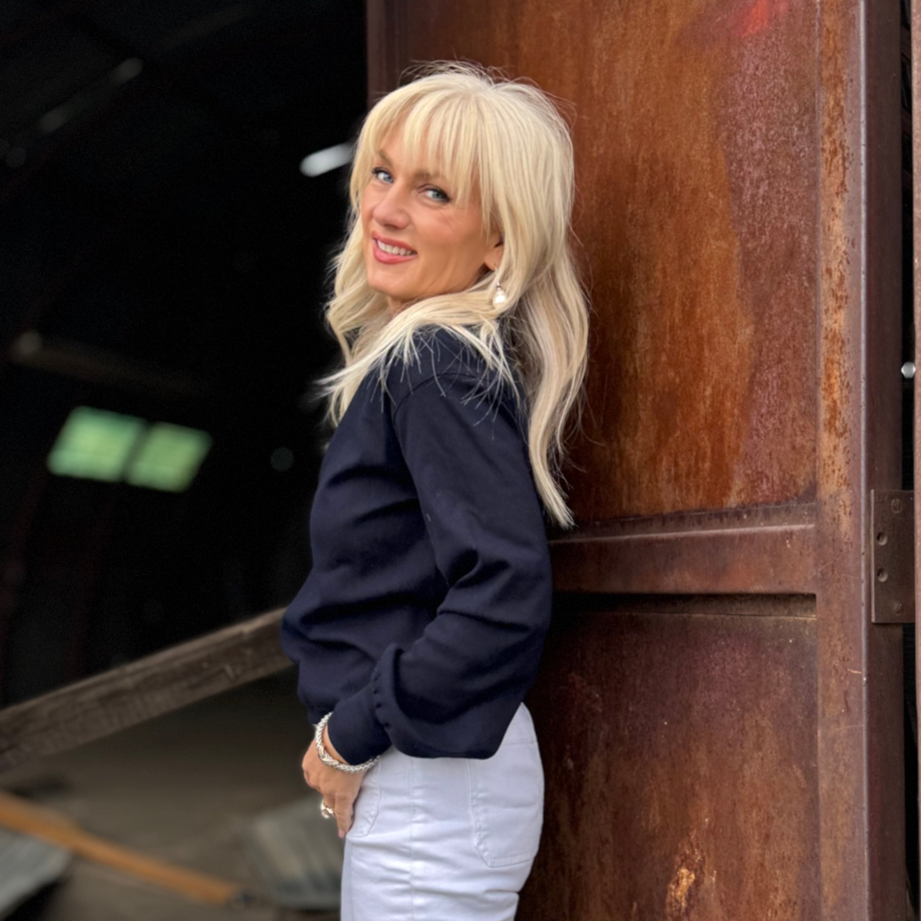 Daydreamer Ribbed Top Navy