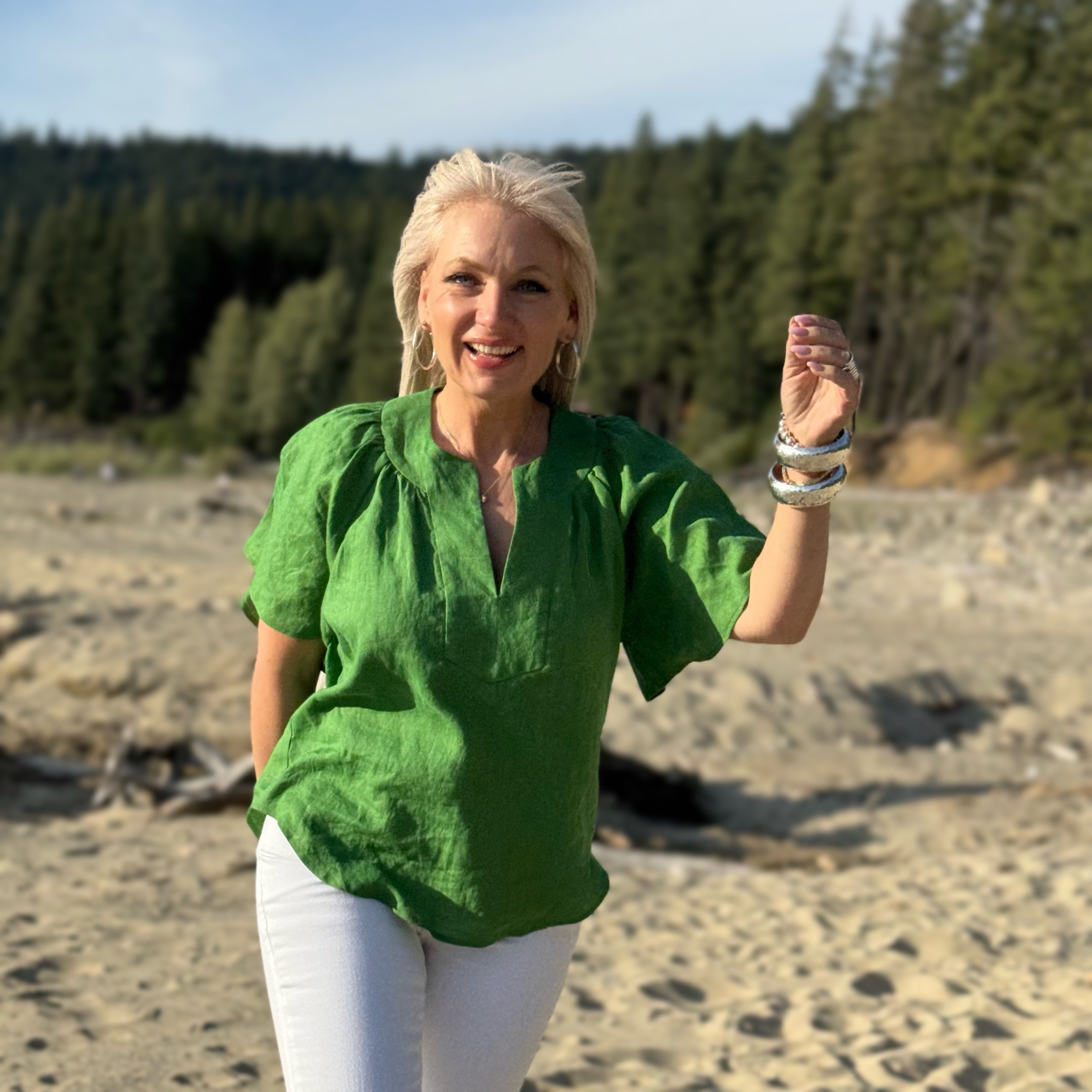 Tabatha Linen Flutter Sleeve Top