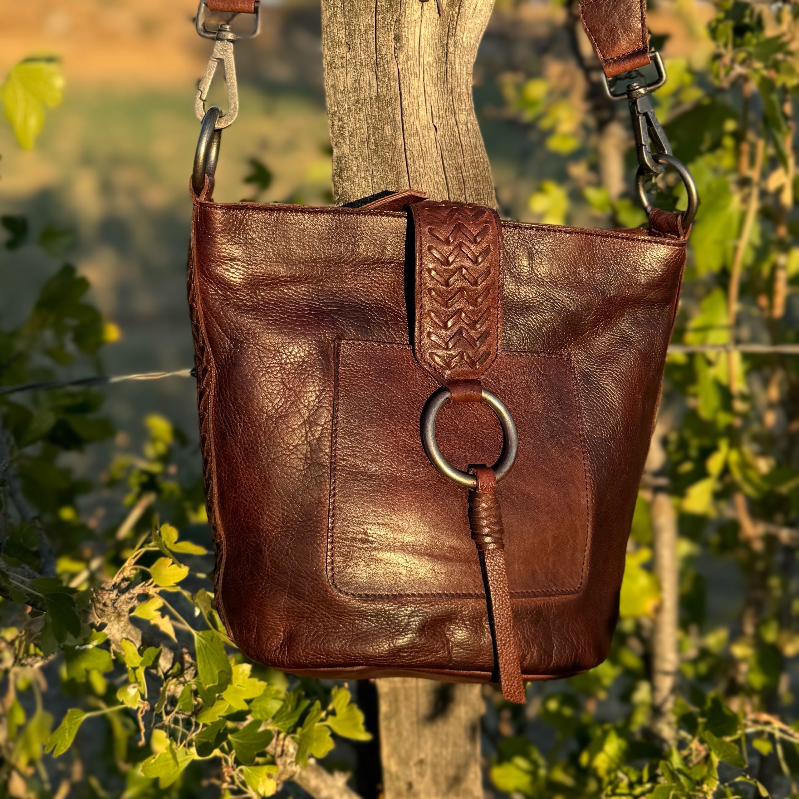 Liaison Leather Crossbody Bag (Chocolate)