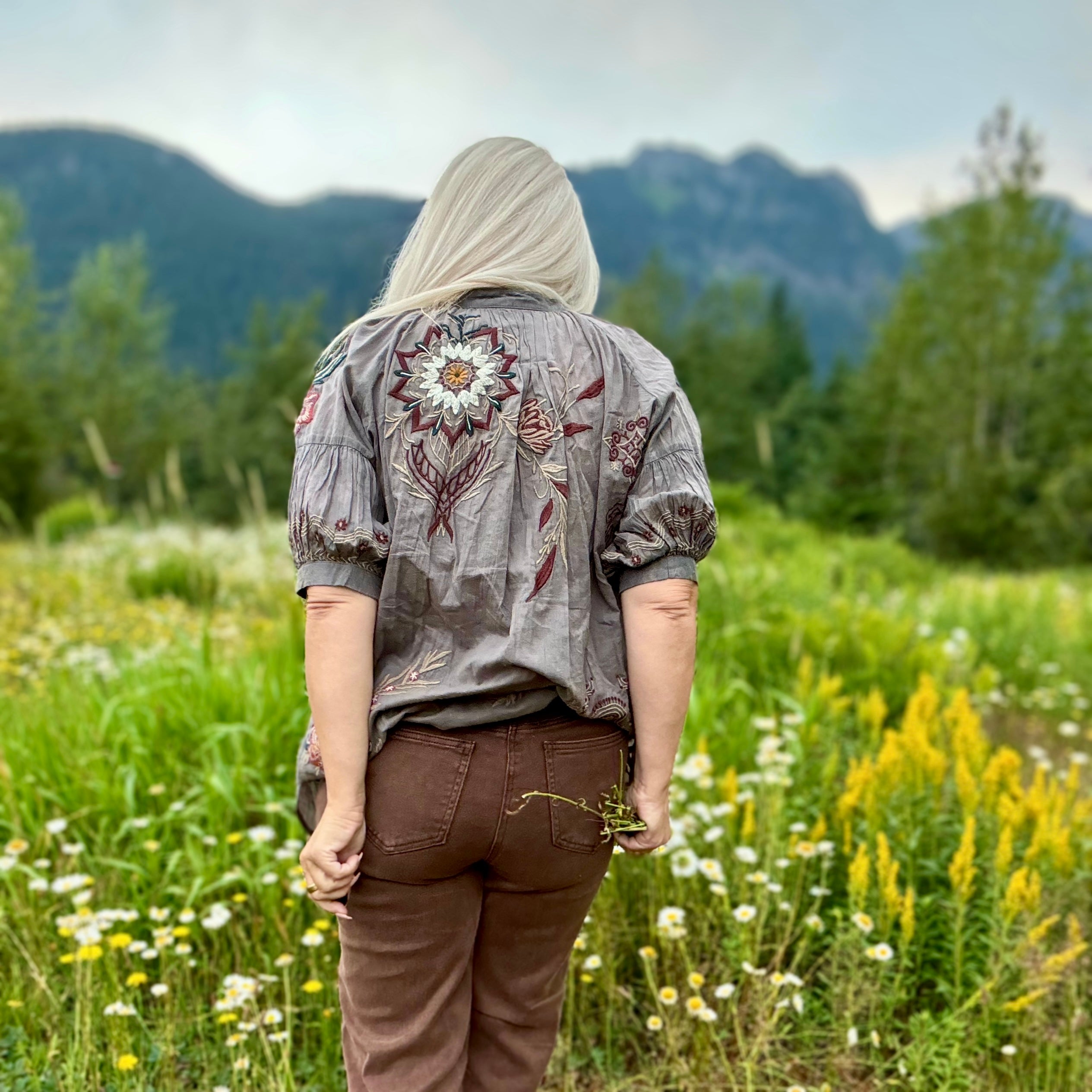 Izzy Cotton Blouse (Charcoal)