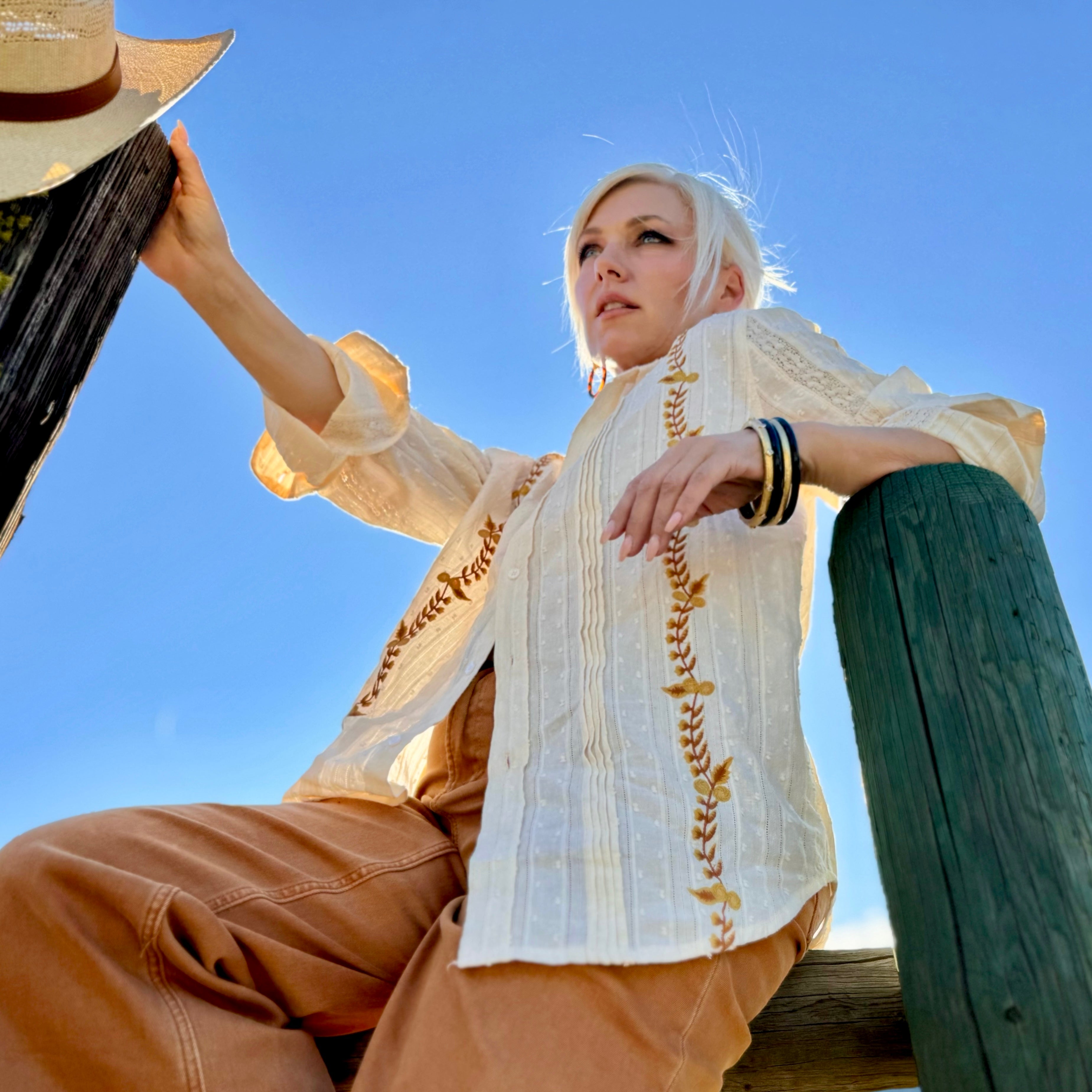 Galina Embroidered Button Up