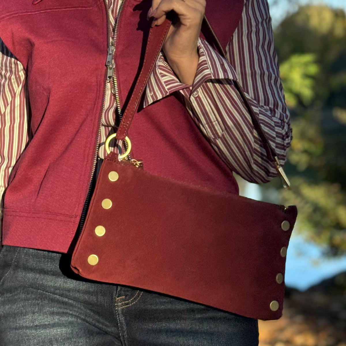 Hammitt Kyle Sml Cherrywood Suede/Brushed Gold