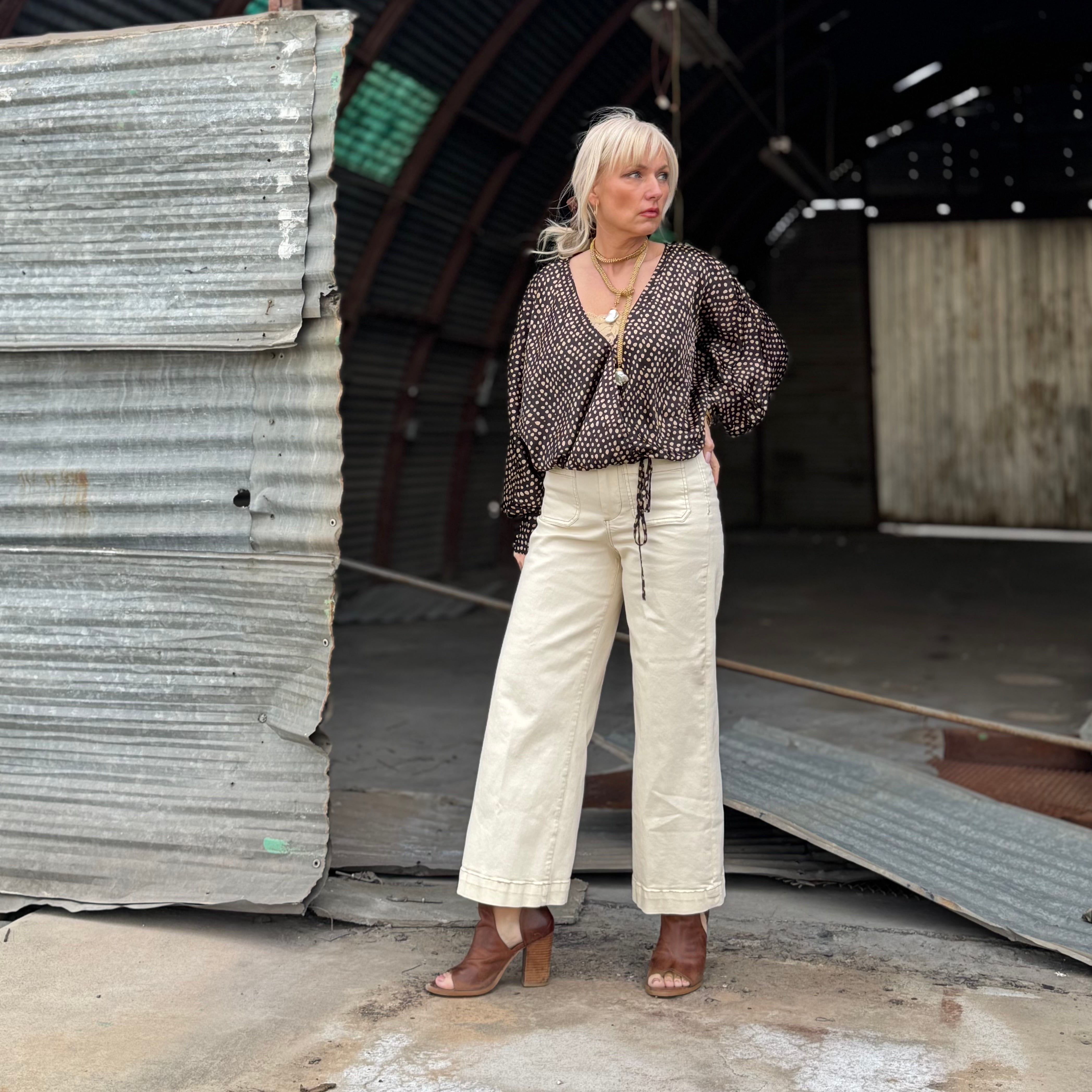 Dear John Audrey Wheat Wide Leg Jean