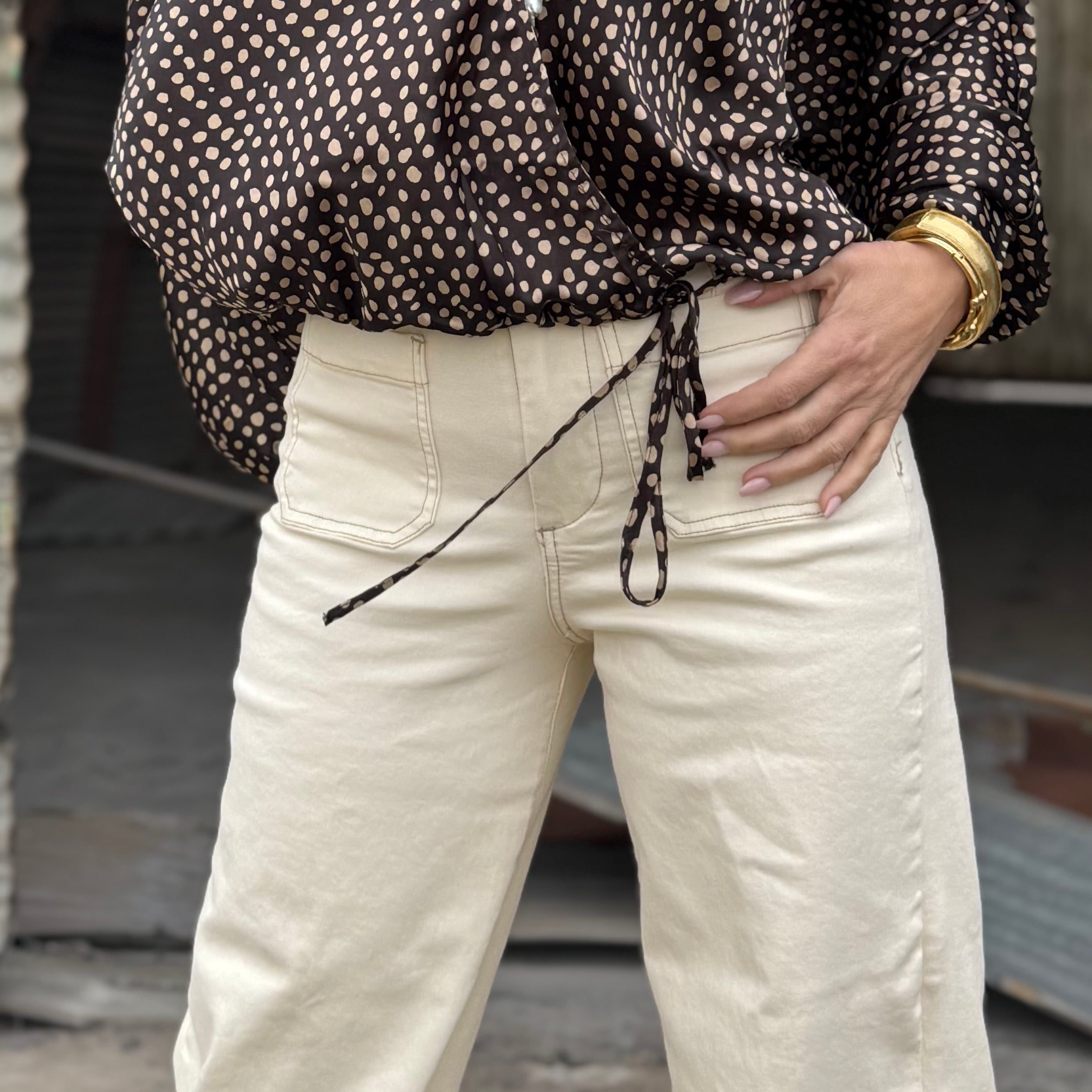 Dear John Audrey Wheat Wide Leg Jean