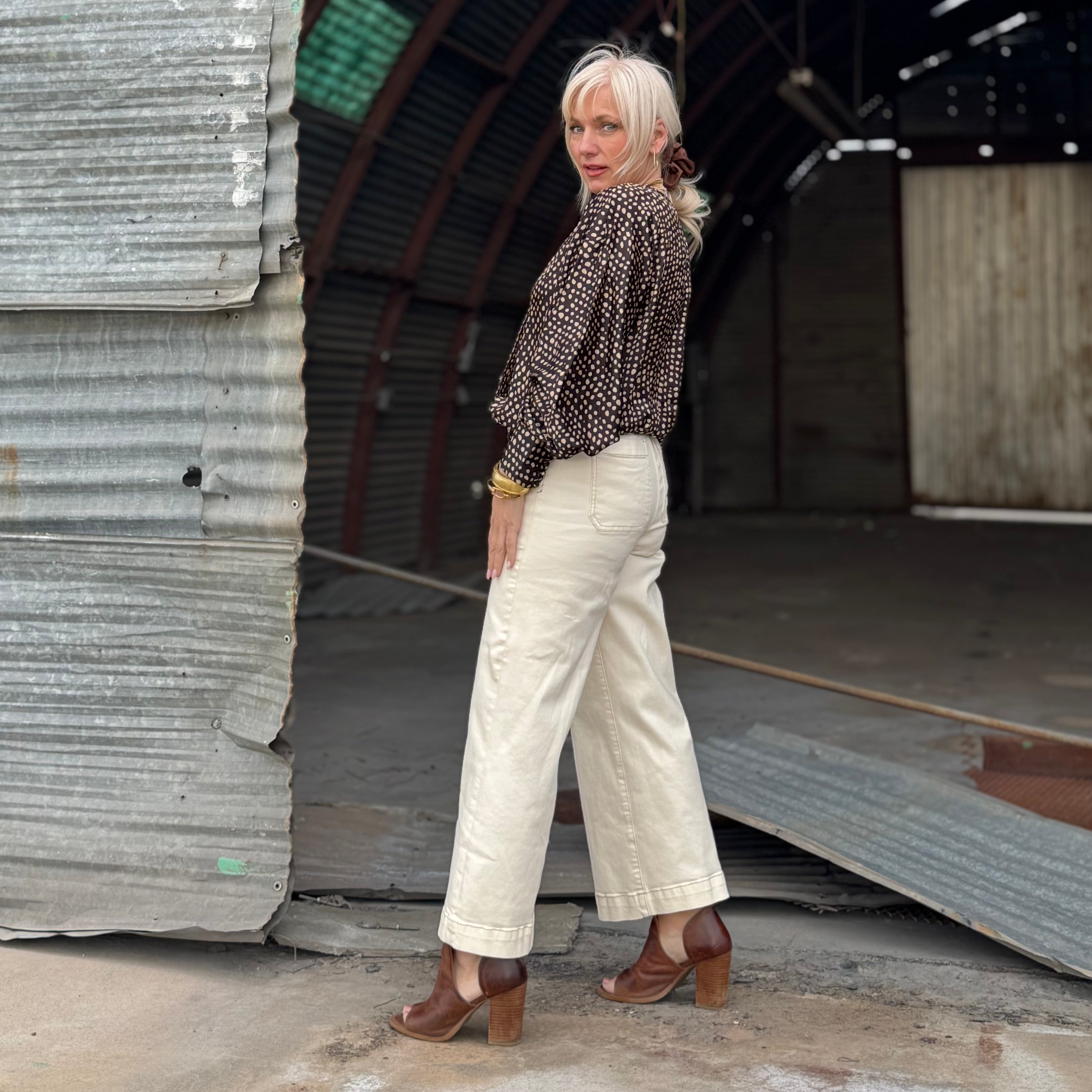 Dear John Audrey Wheat Wide Leg Jean