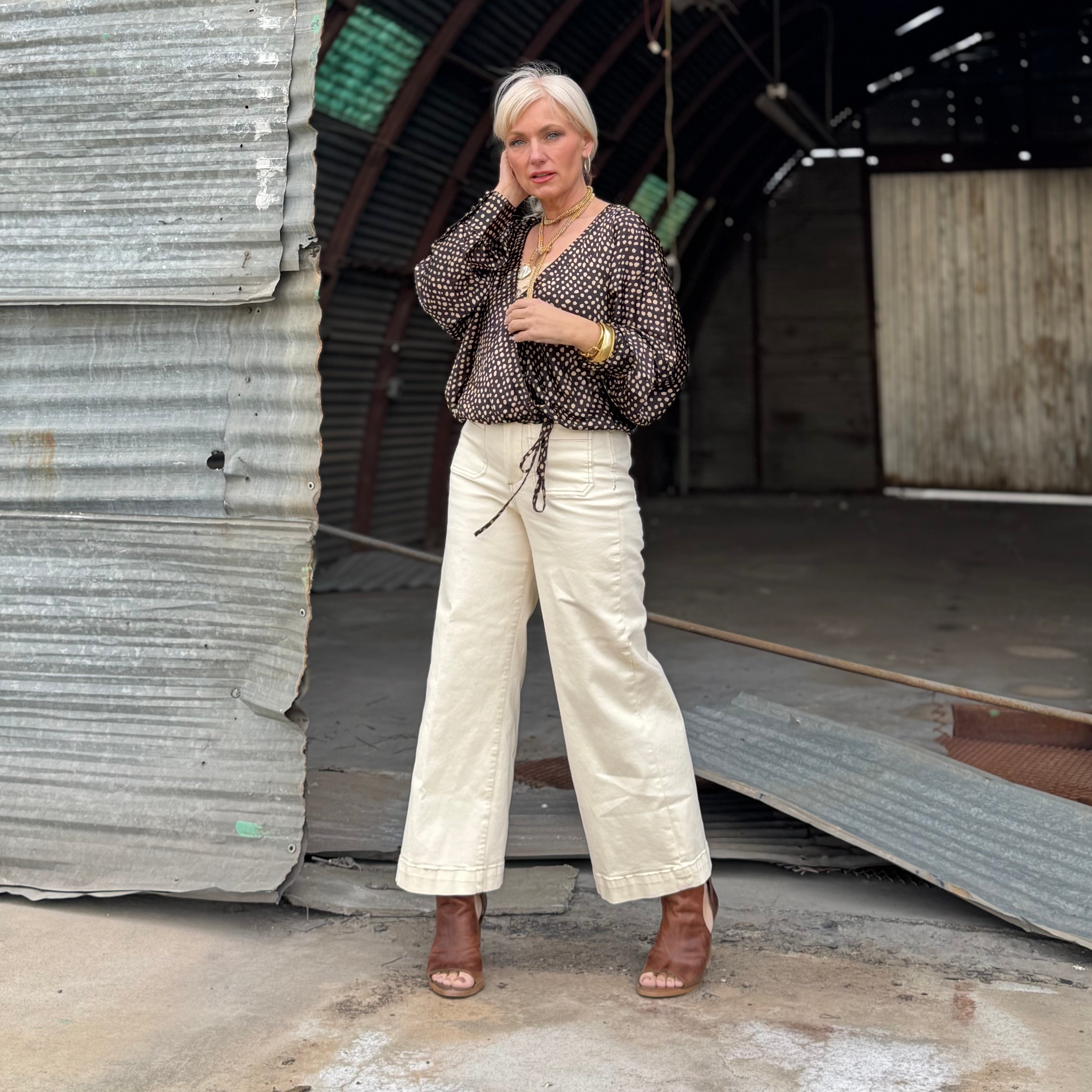 Dear John Audrey Wheat Wide Leg Jean