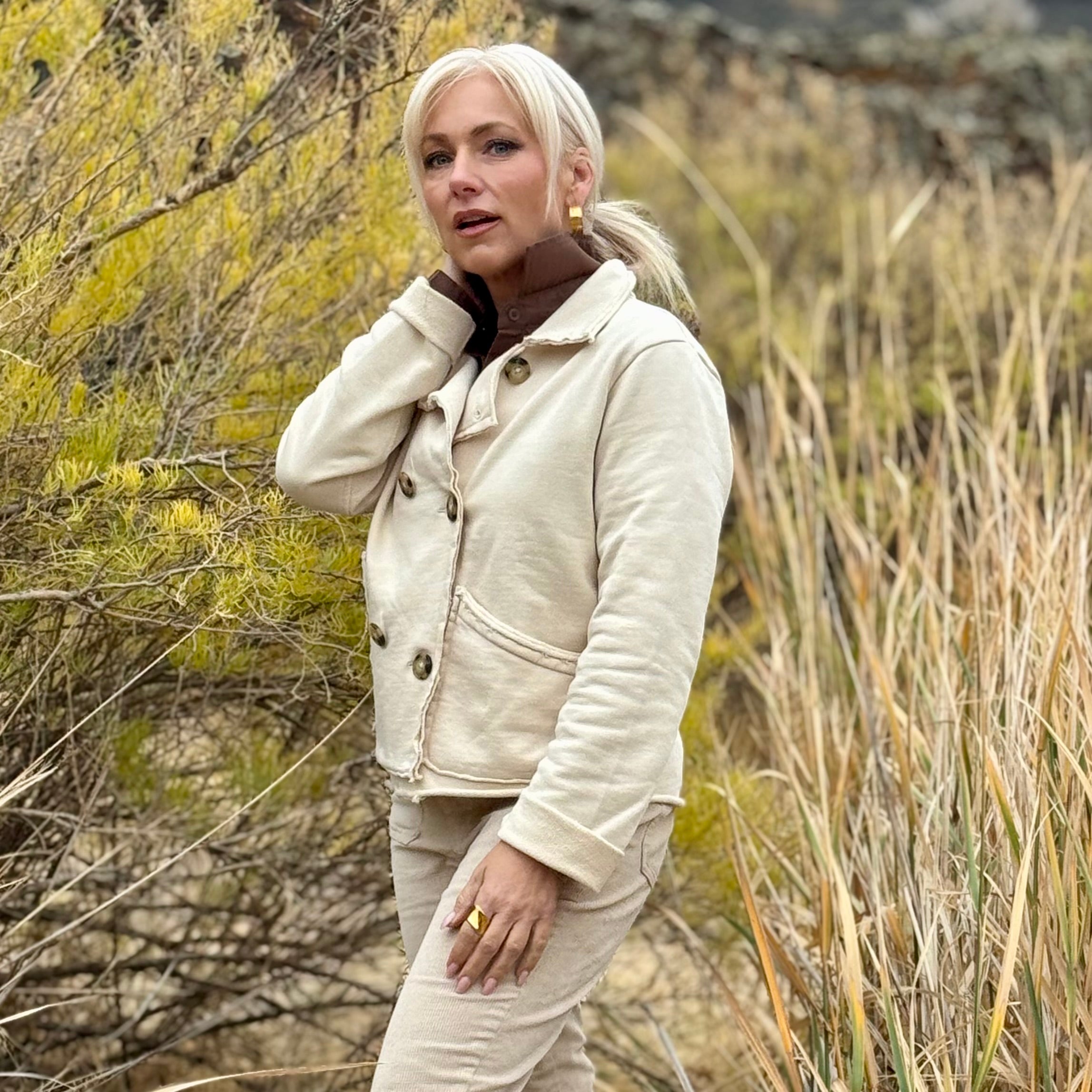 VOYAGER FRENCH TERRY PEACOAT Ivory