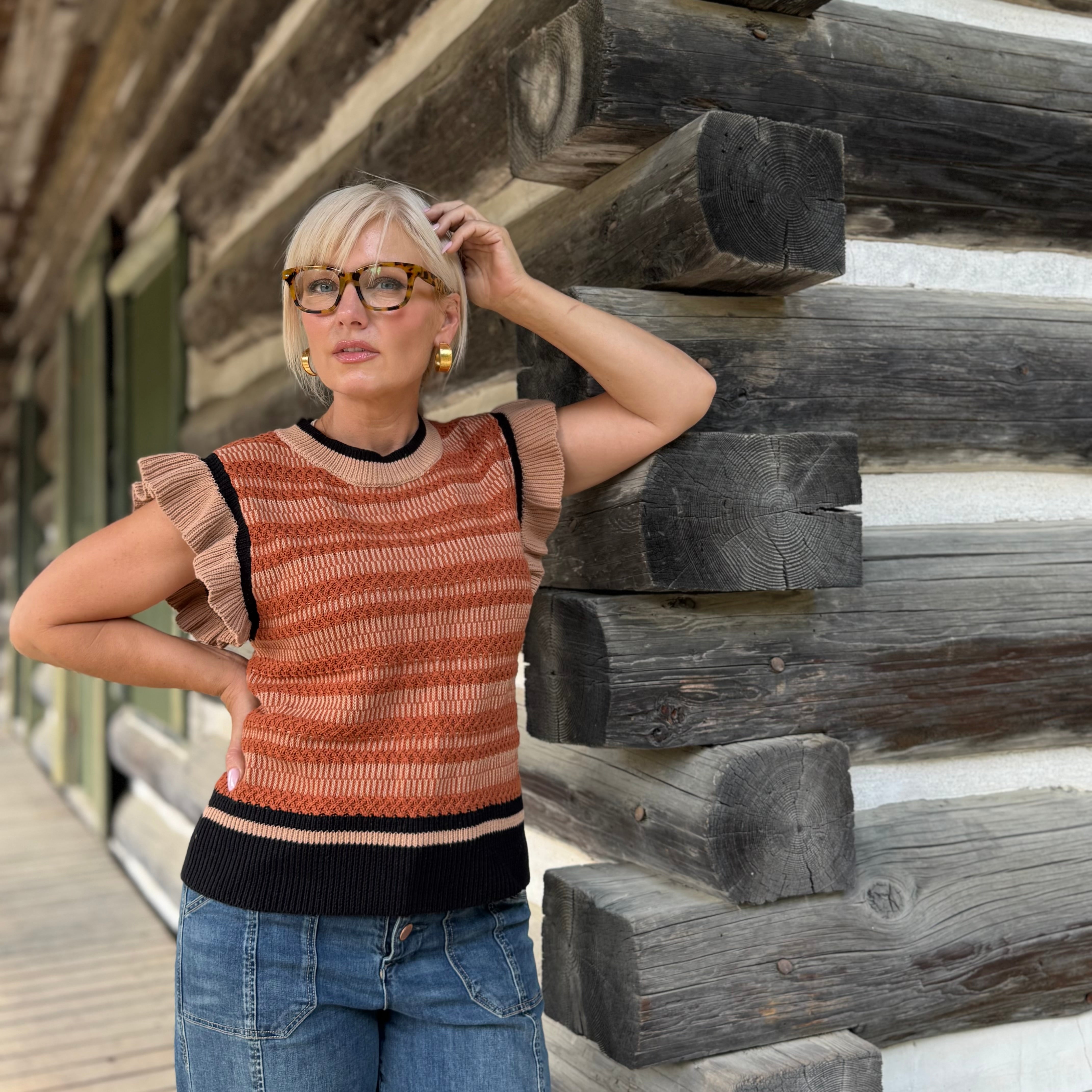 Rustic Ruffle Knit Sweater