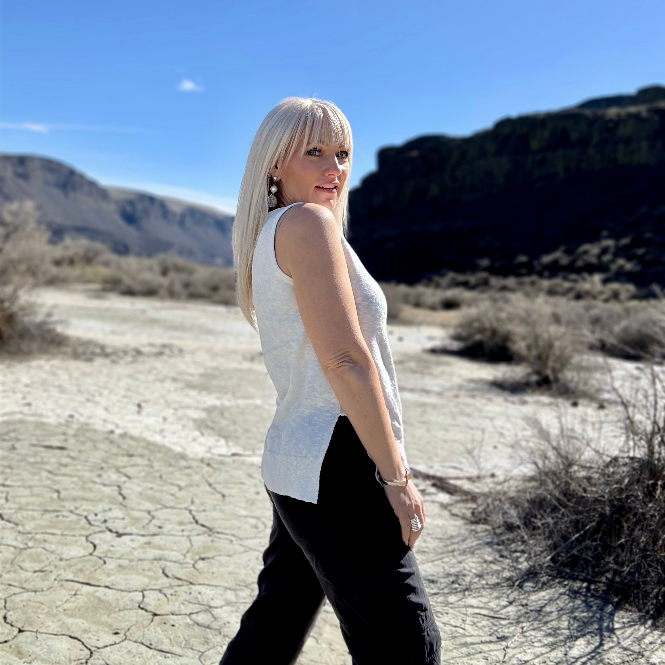 Sun Wash Slub Knit Tank Ivory