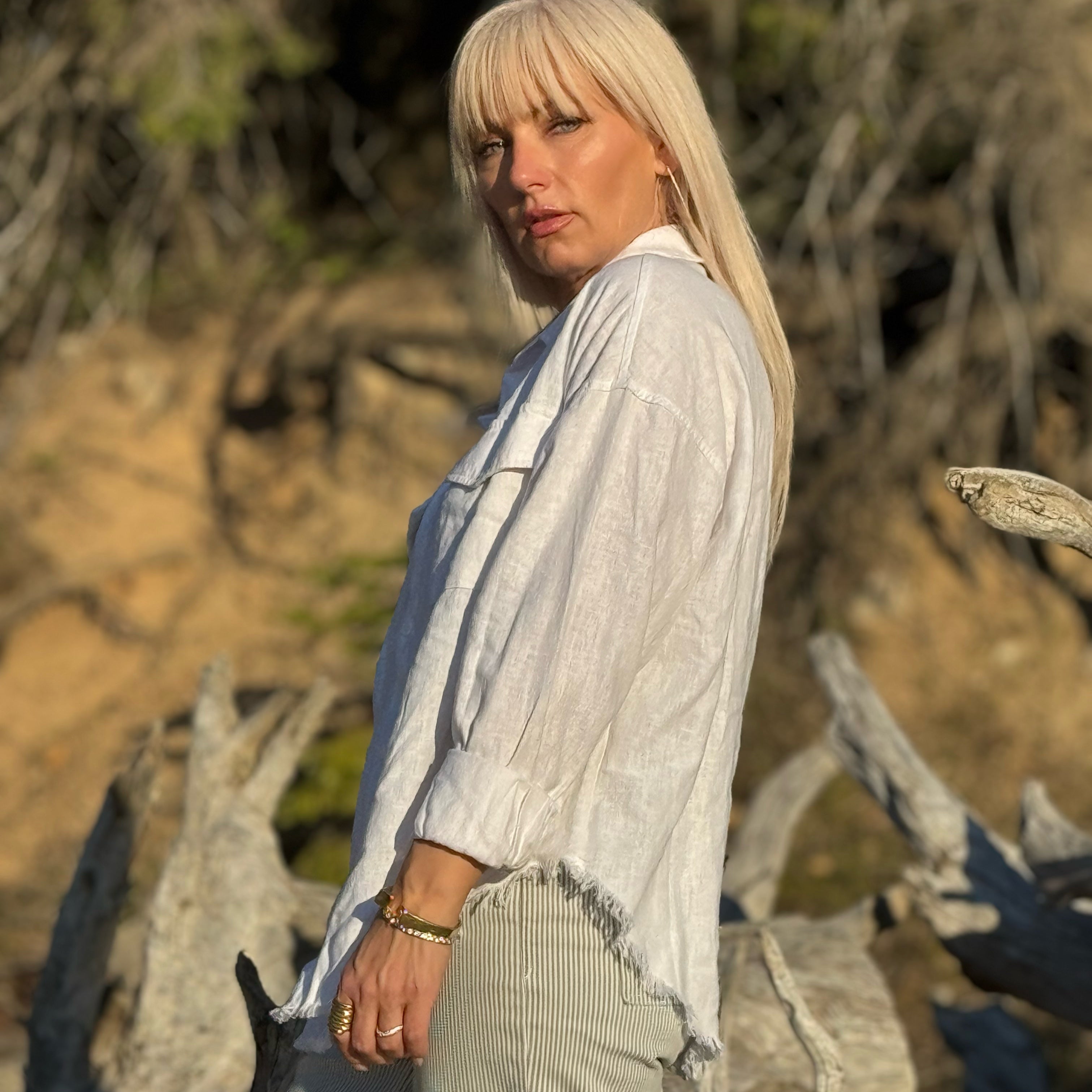 ADRIANNA Linen Blend SHIRT