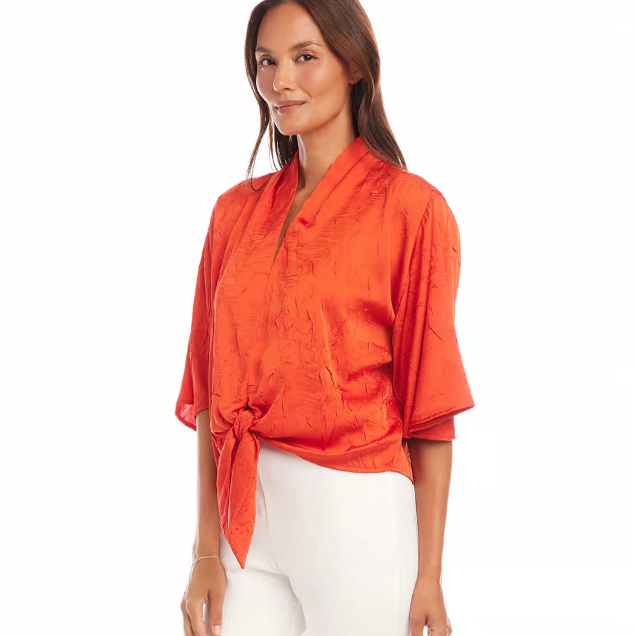 Flare Sleeve Tie Front Top
