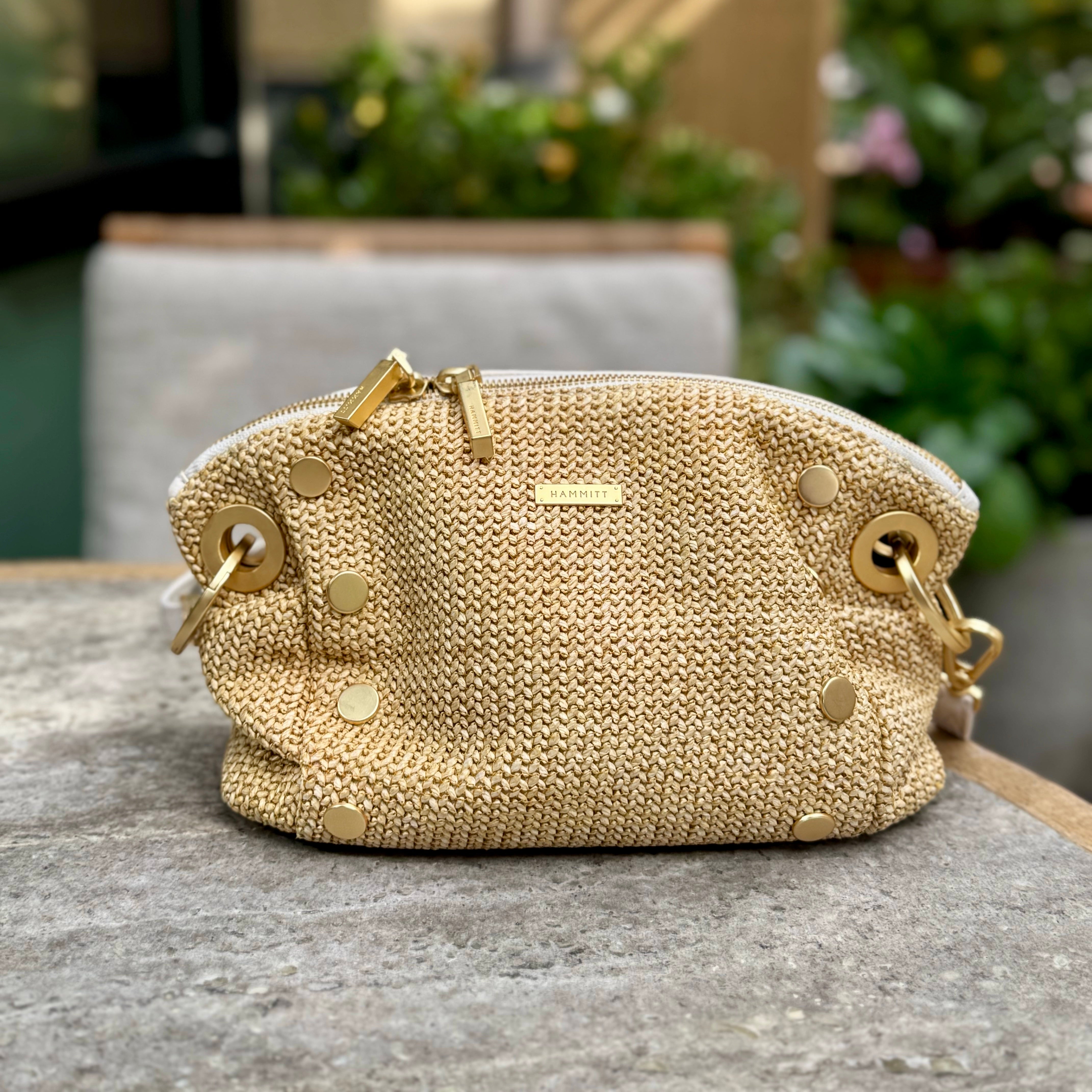 Hammitt DANIEL CROSSBODY CLUTCH Calla Lily White Raffia/Brushed Gold