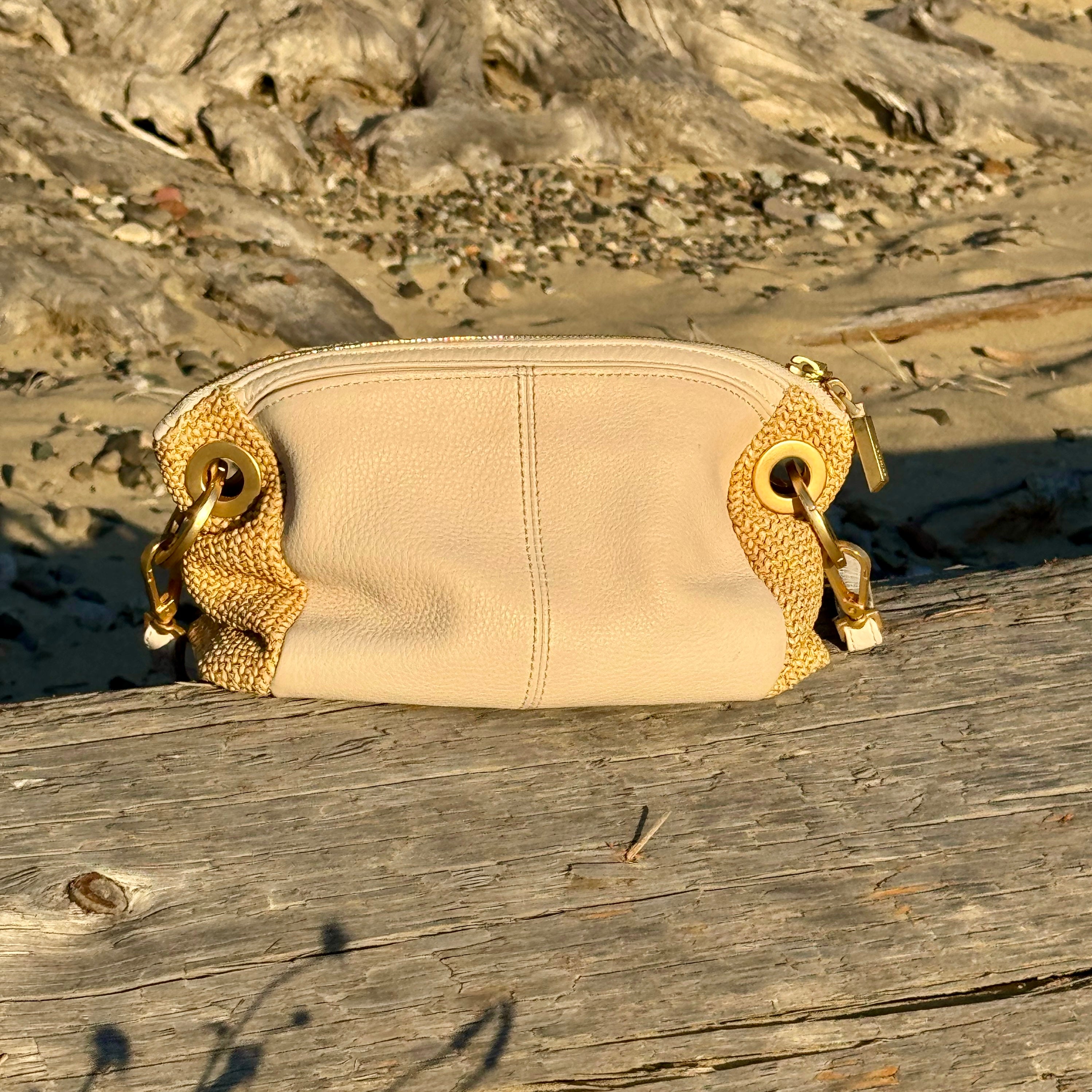 Hammitt DANIEL CROSSBODY CLUTCH Calla Lily White Raffia/Brushed Gold