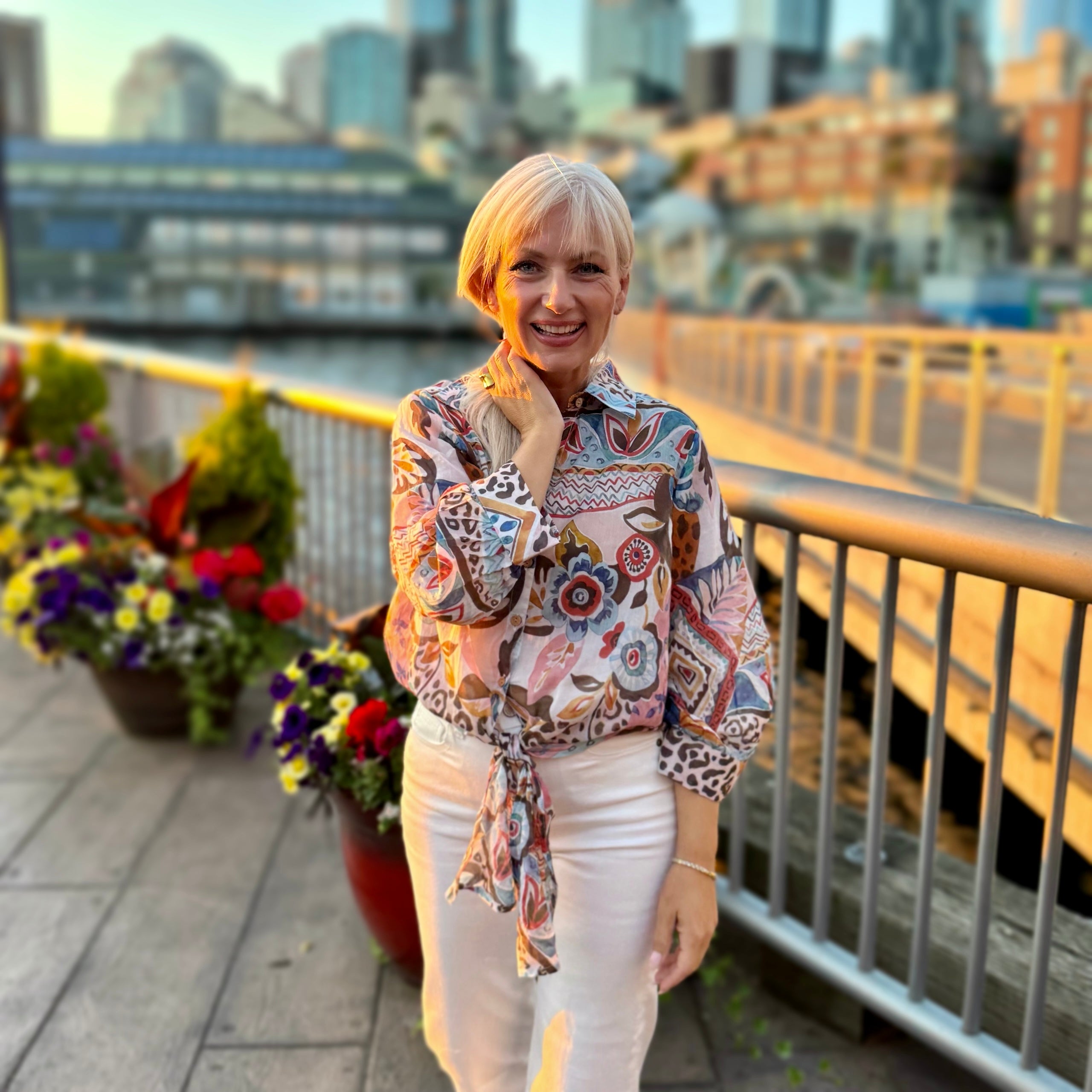 Boho Bloom Tie Front Top