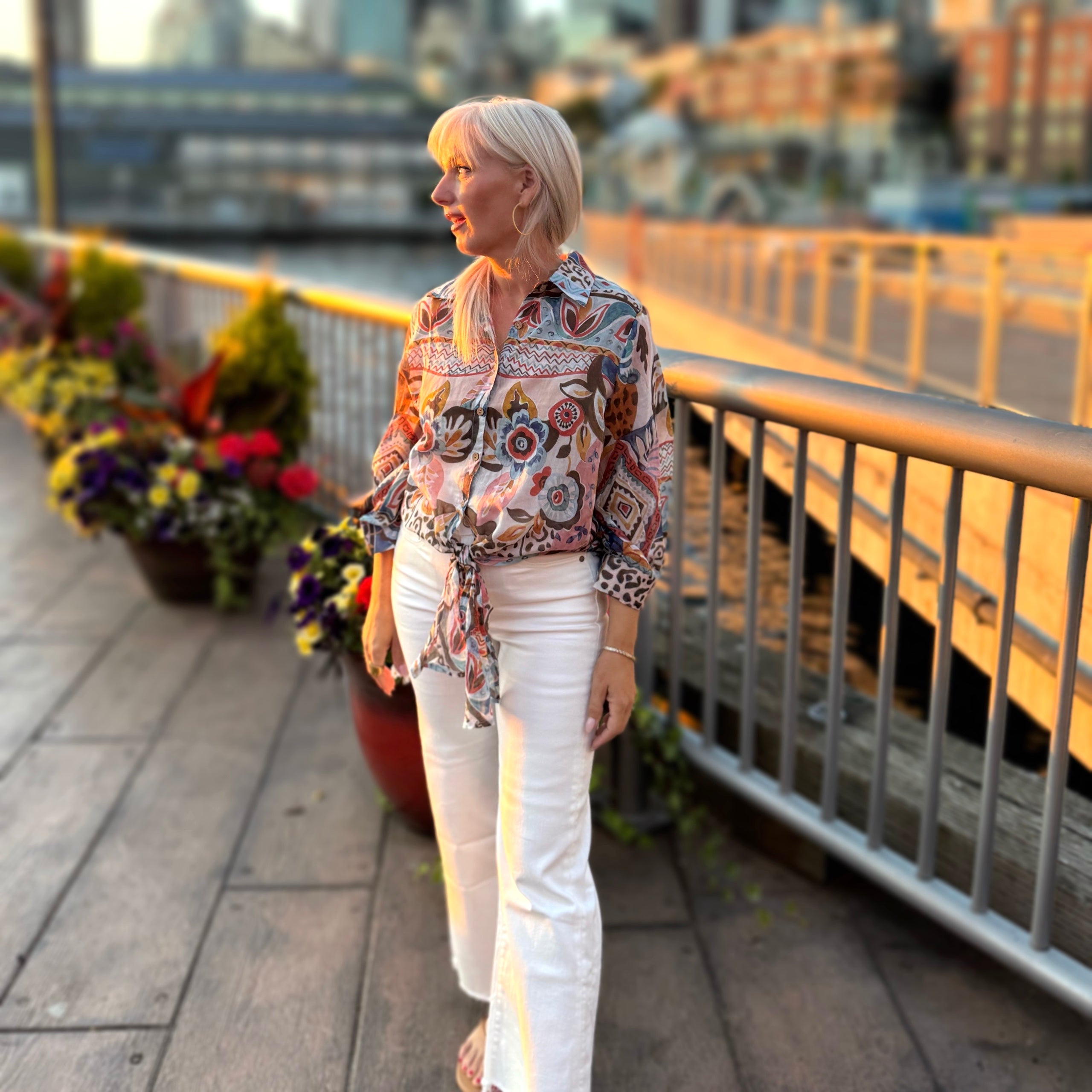 Boho Bloom Tie Front Top