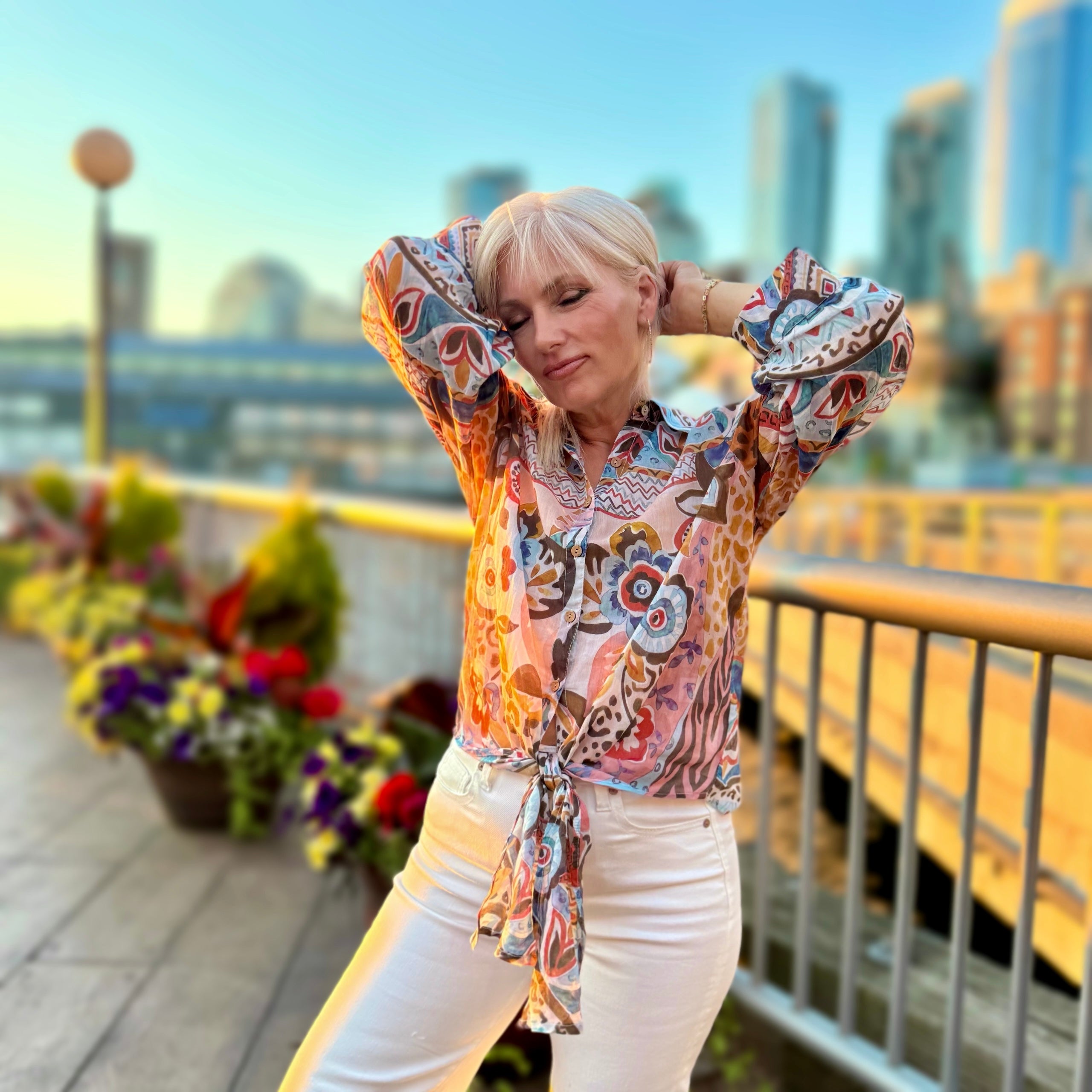 Boho Bloom Tie Front Top