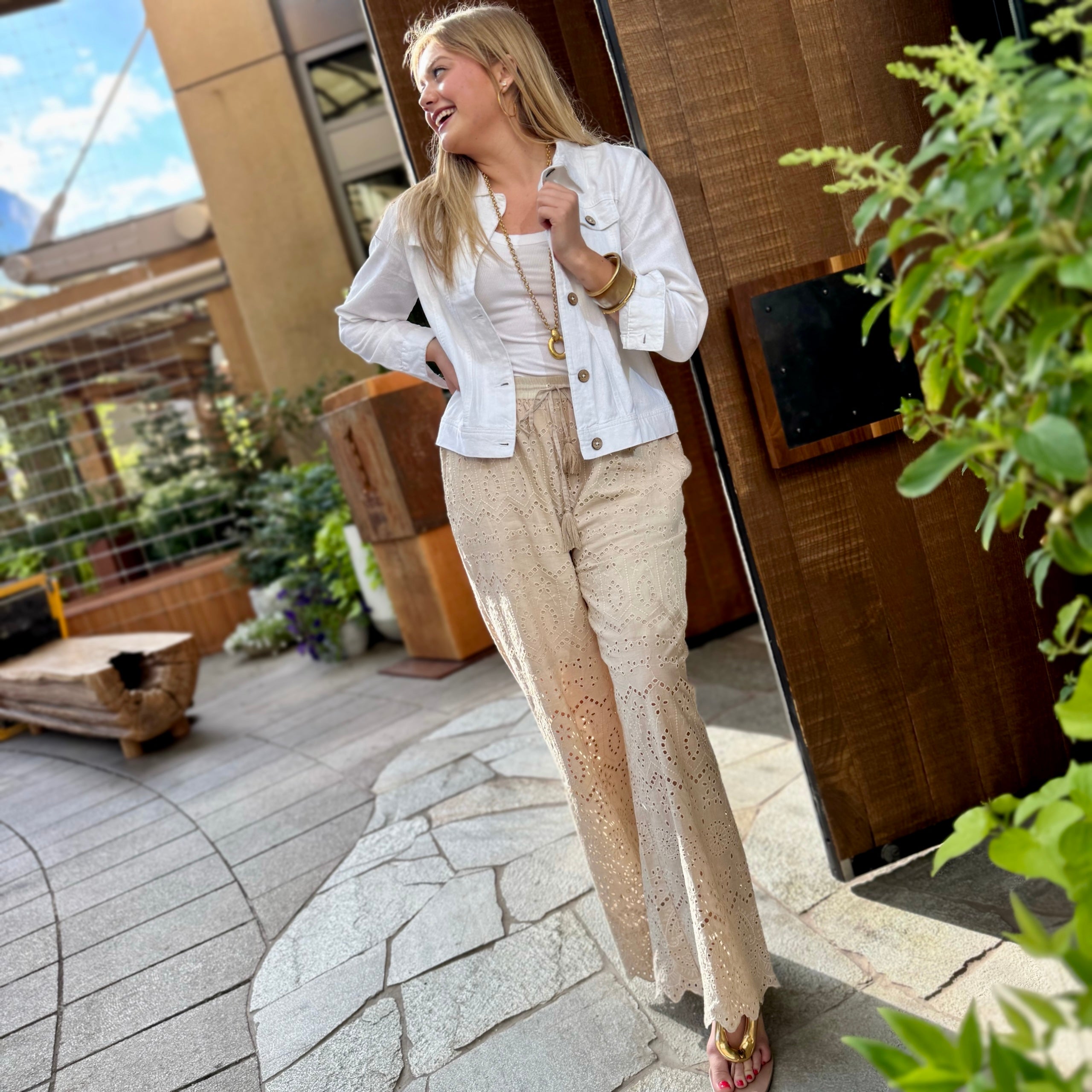 Joya Eyelet Drawstring Pant