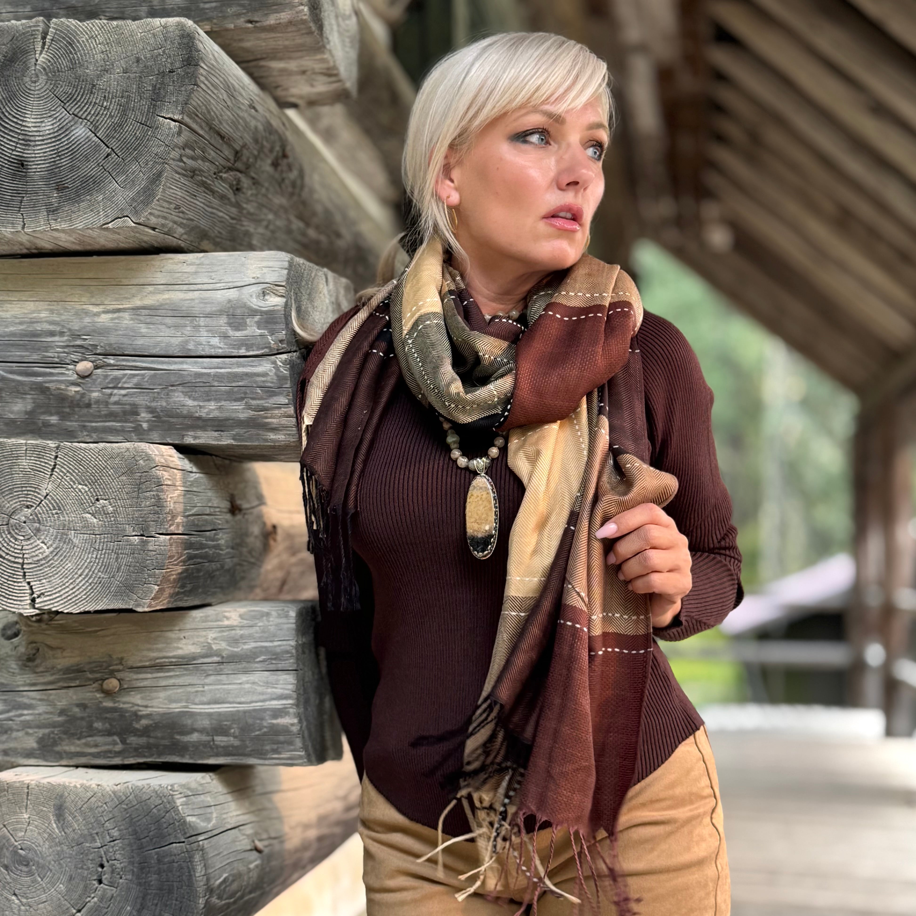 Amber Woods Plaid Scarf