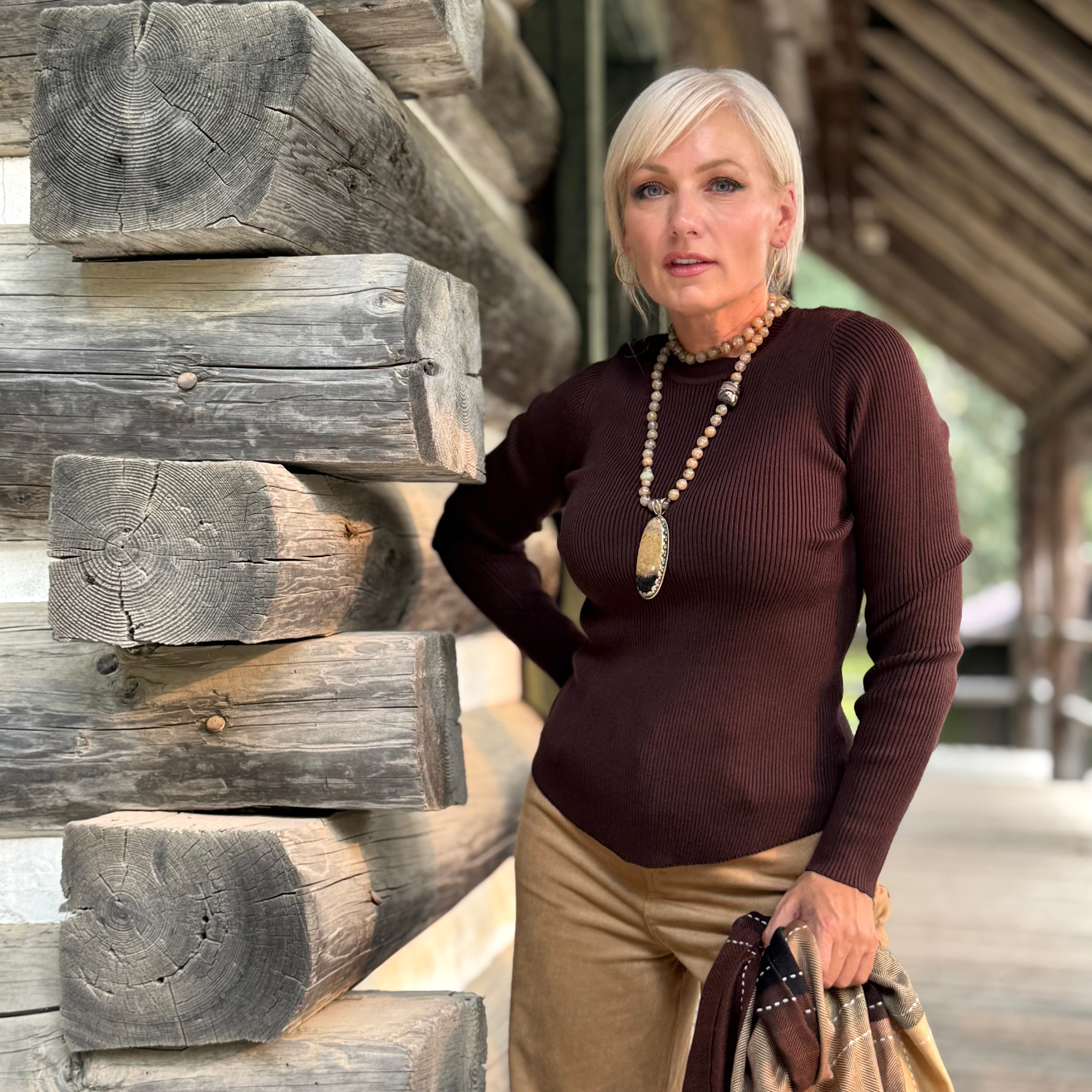 Cocoa Ridge Rib Knit Top