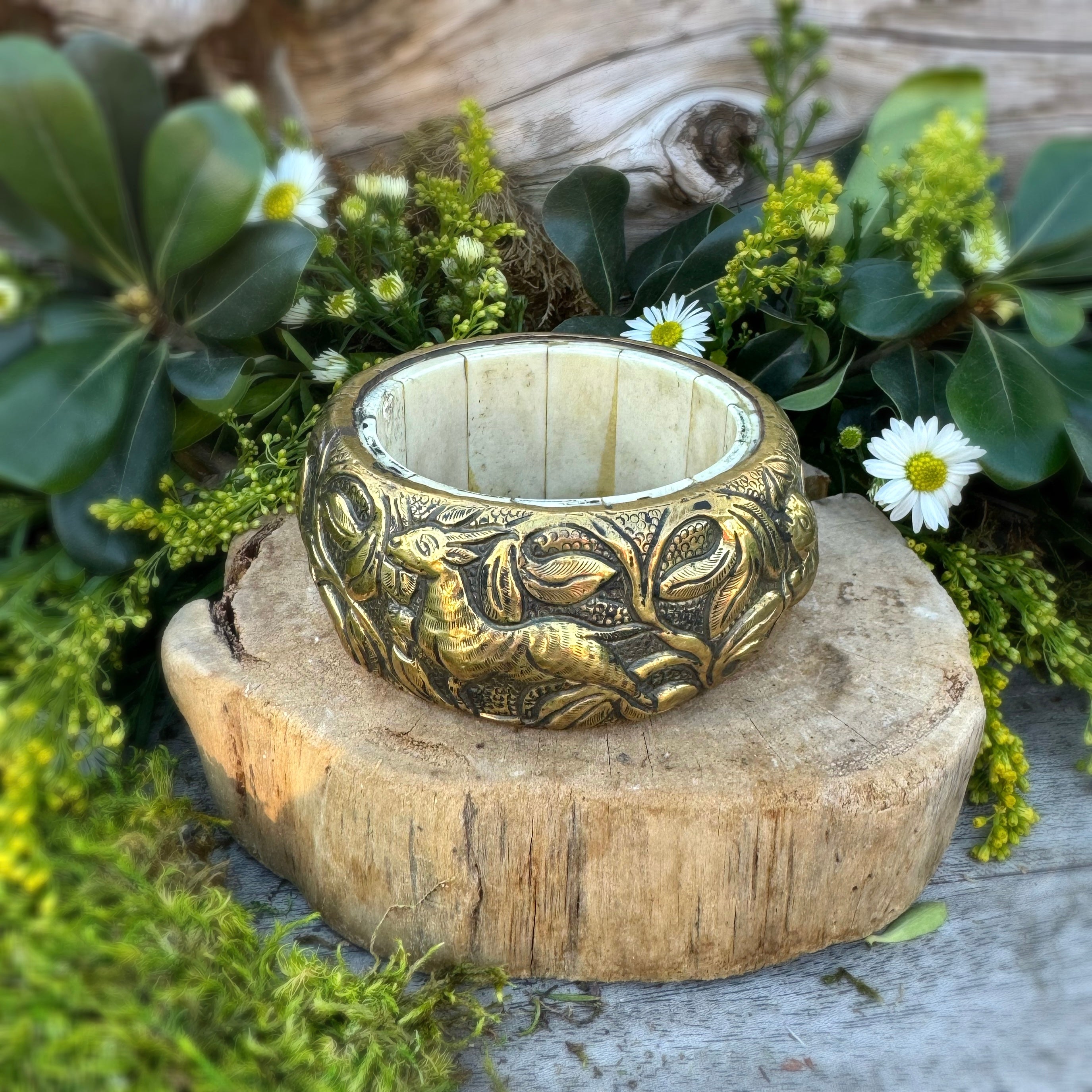Tibetan Bone & Brass Bangle