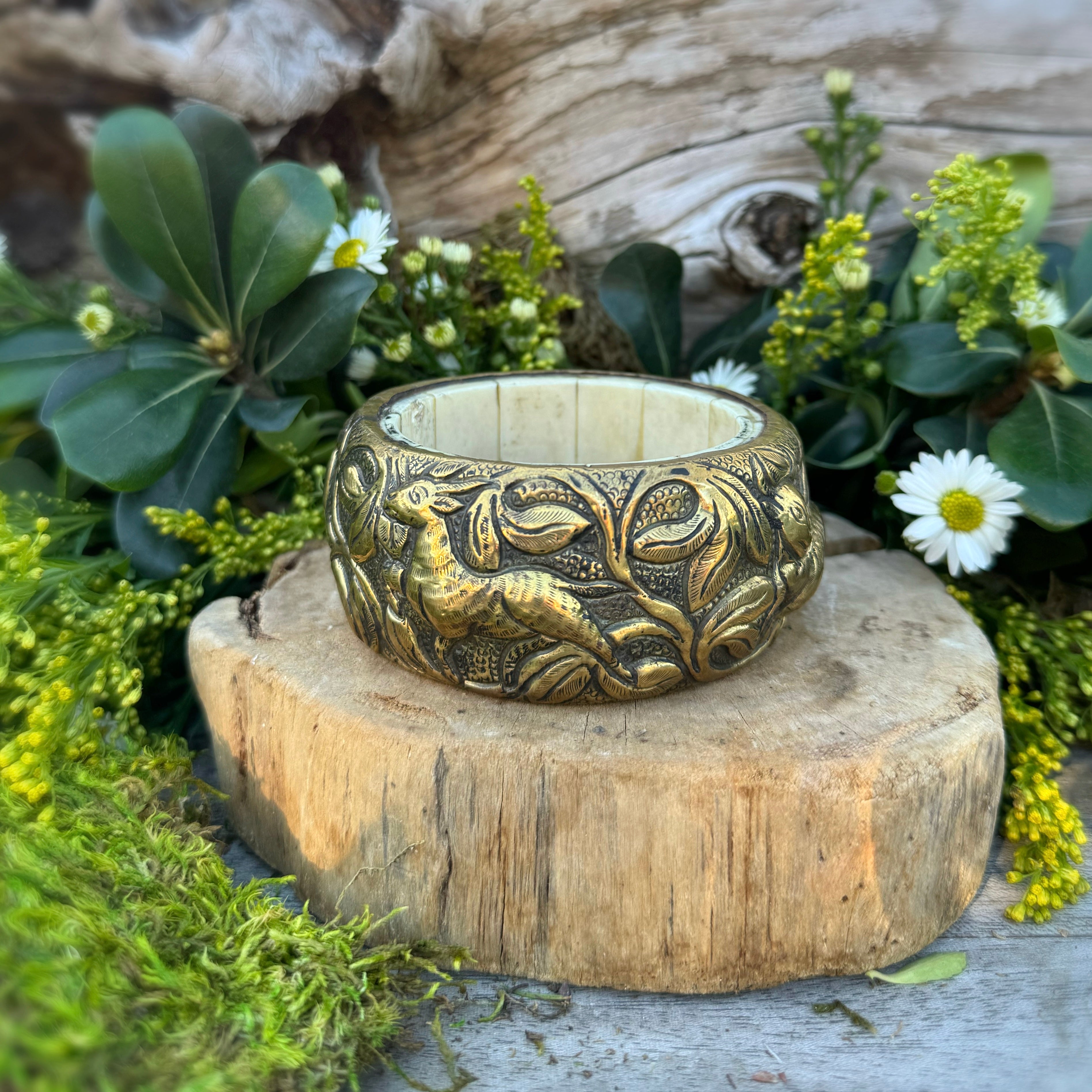 Tibetan Bone & Brass Bangle