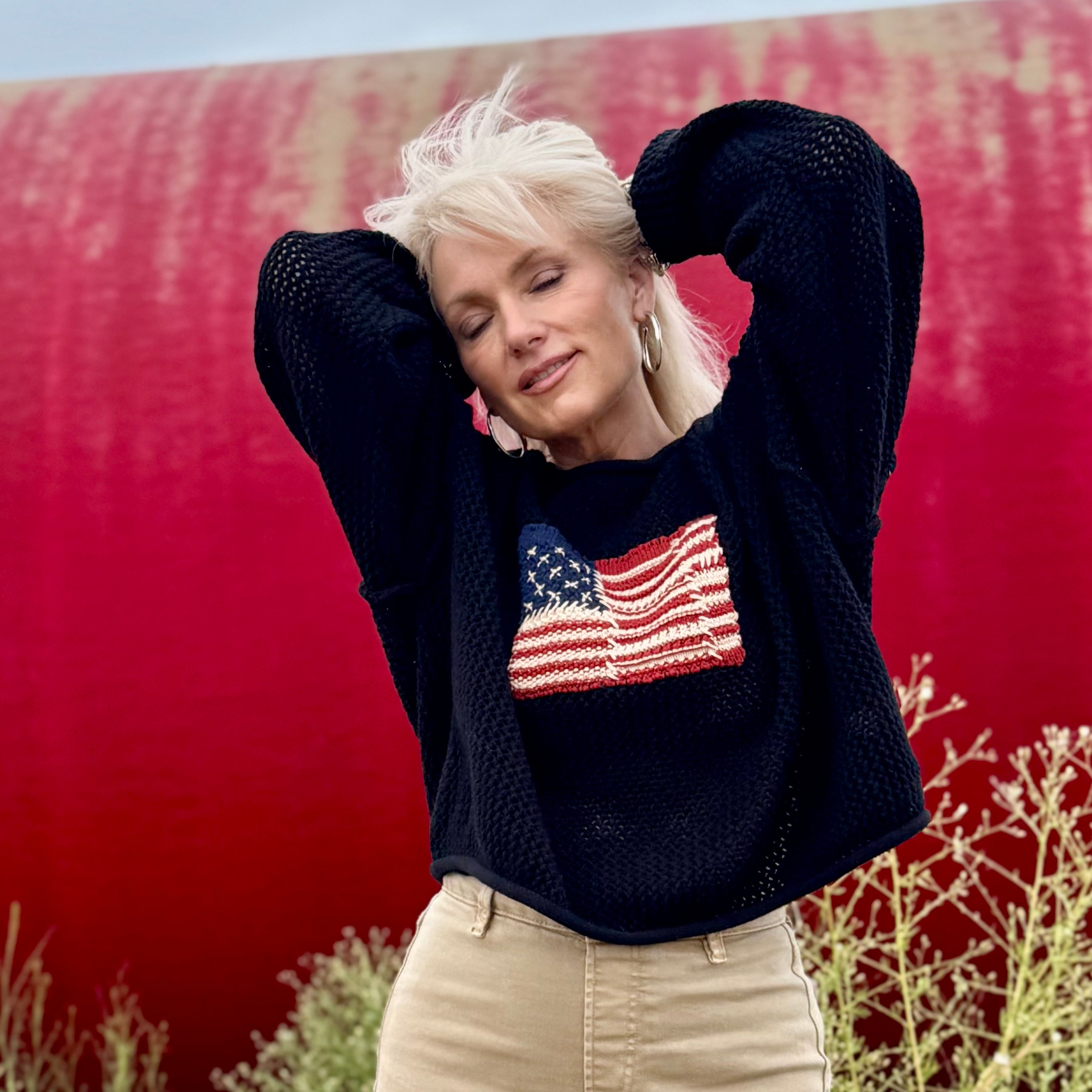 Liberty Flag Cotton Sweater