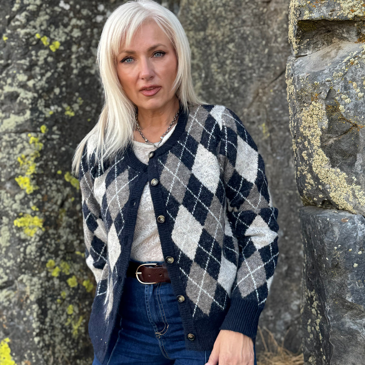The Oxford Argyle Cardigan Navy