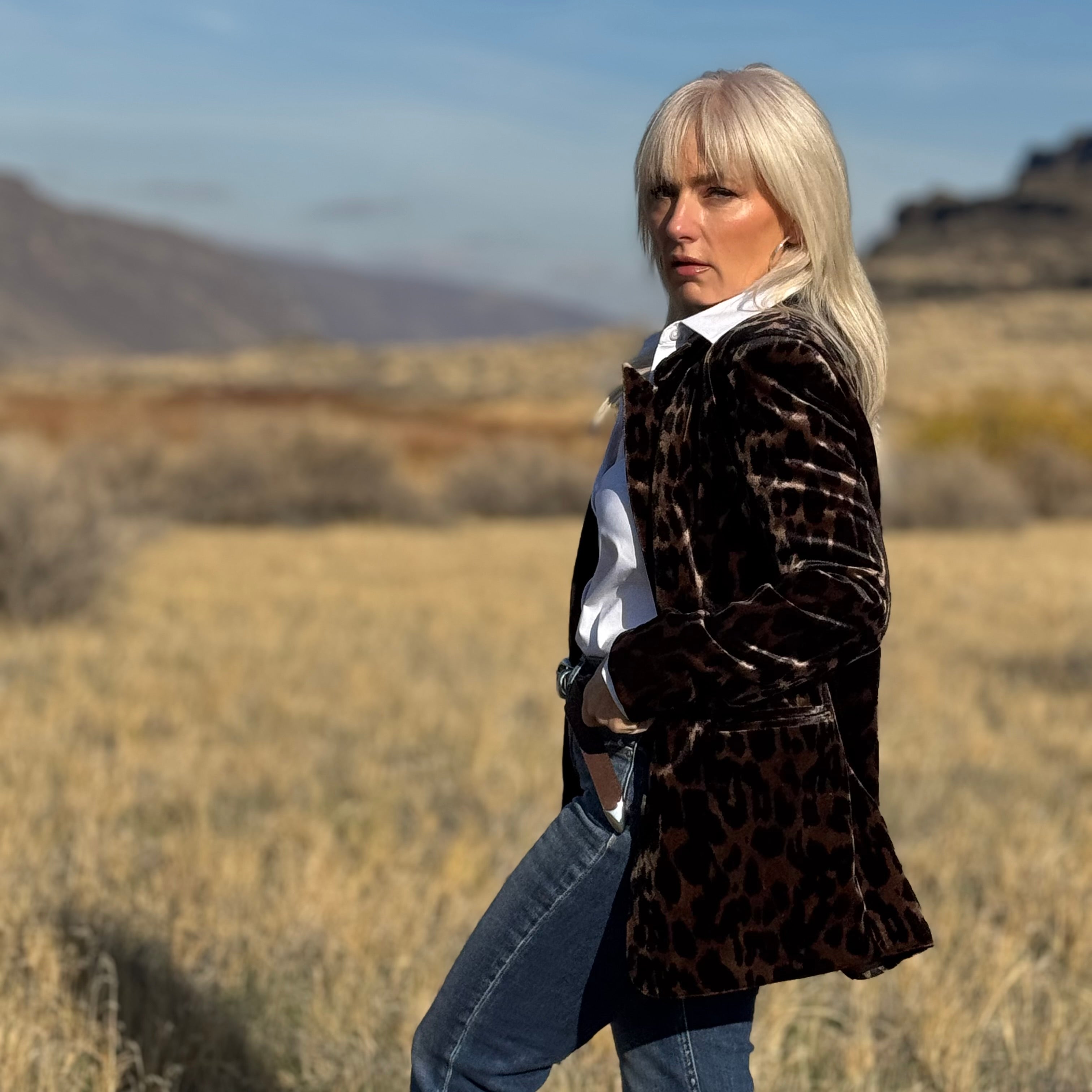 Savanna Velvet Leopard Blazer