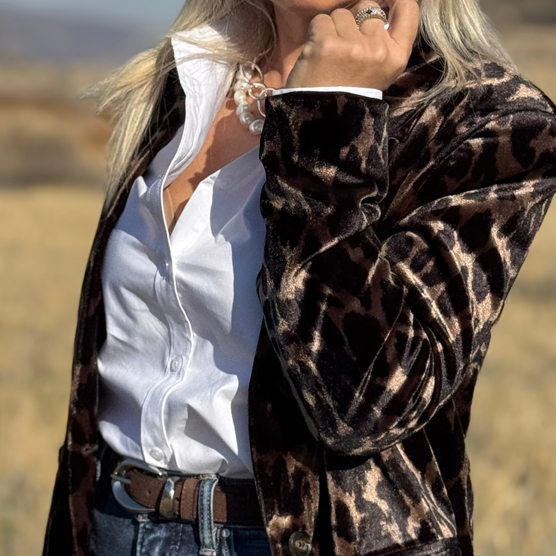 Savanna Velvet Leopard Blazer