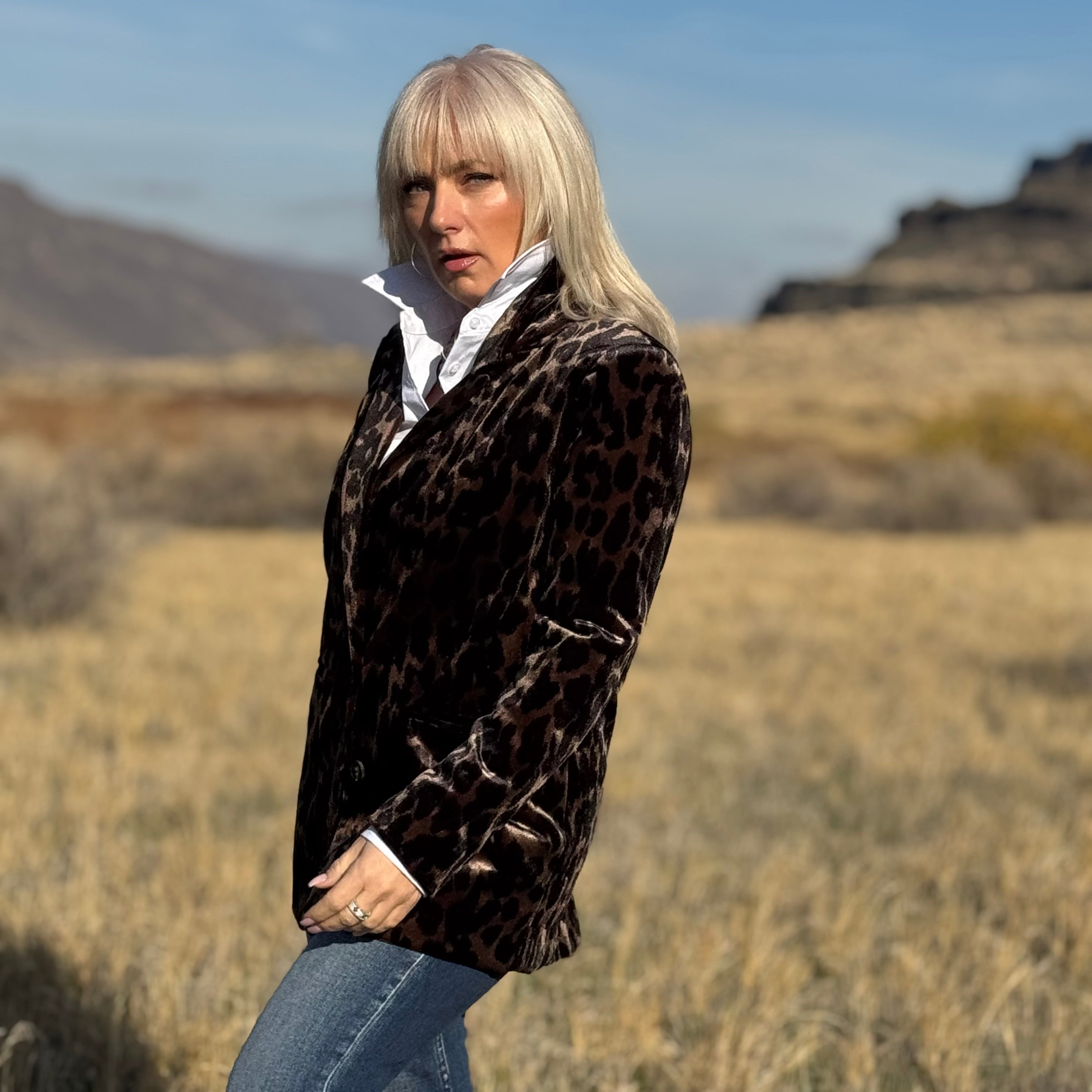 Savanna Velvet Leopard Blazer