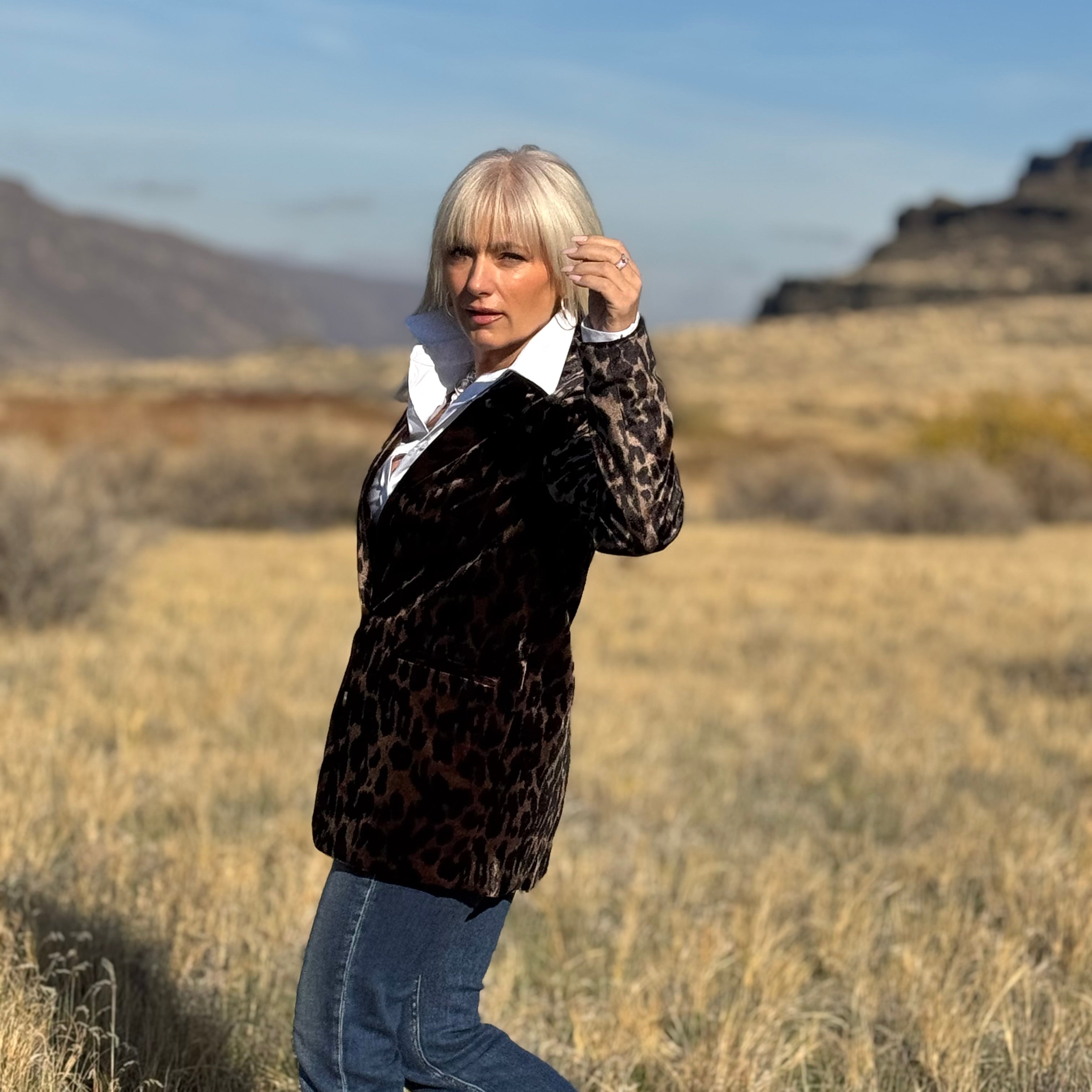 Savanna Velvet Leopard Blazer