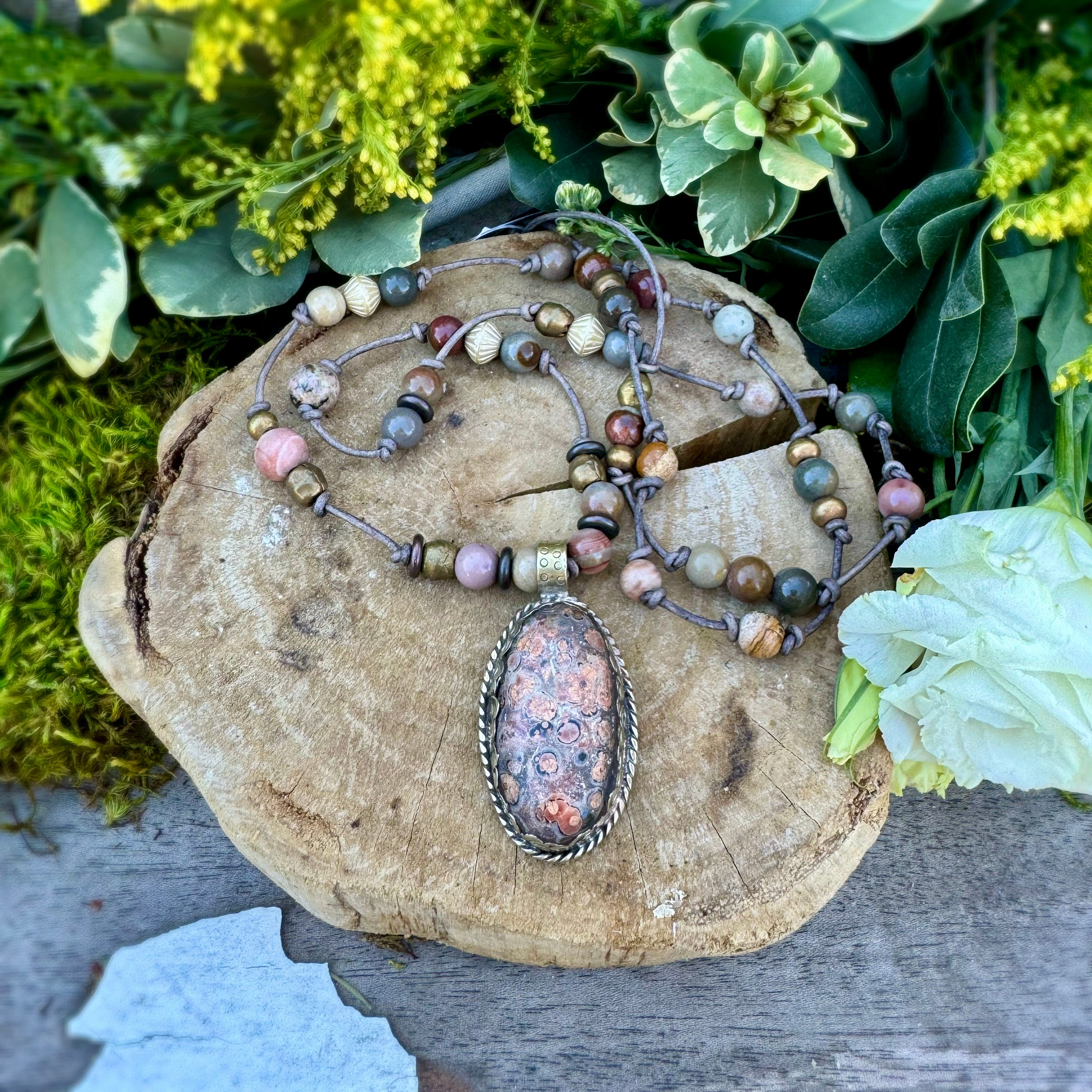 Rustica Leather Necklace Desert Jasper by zoWee