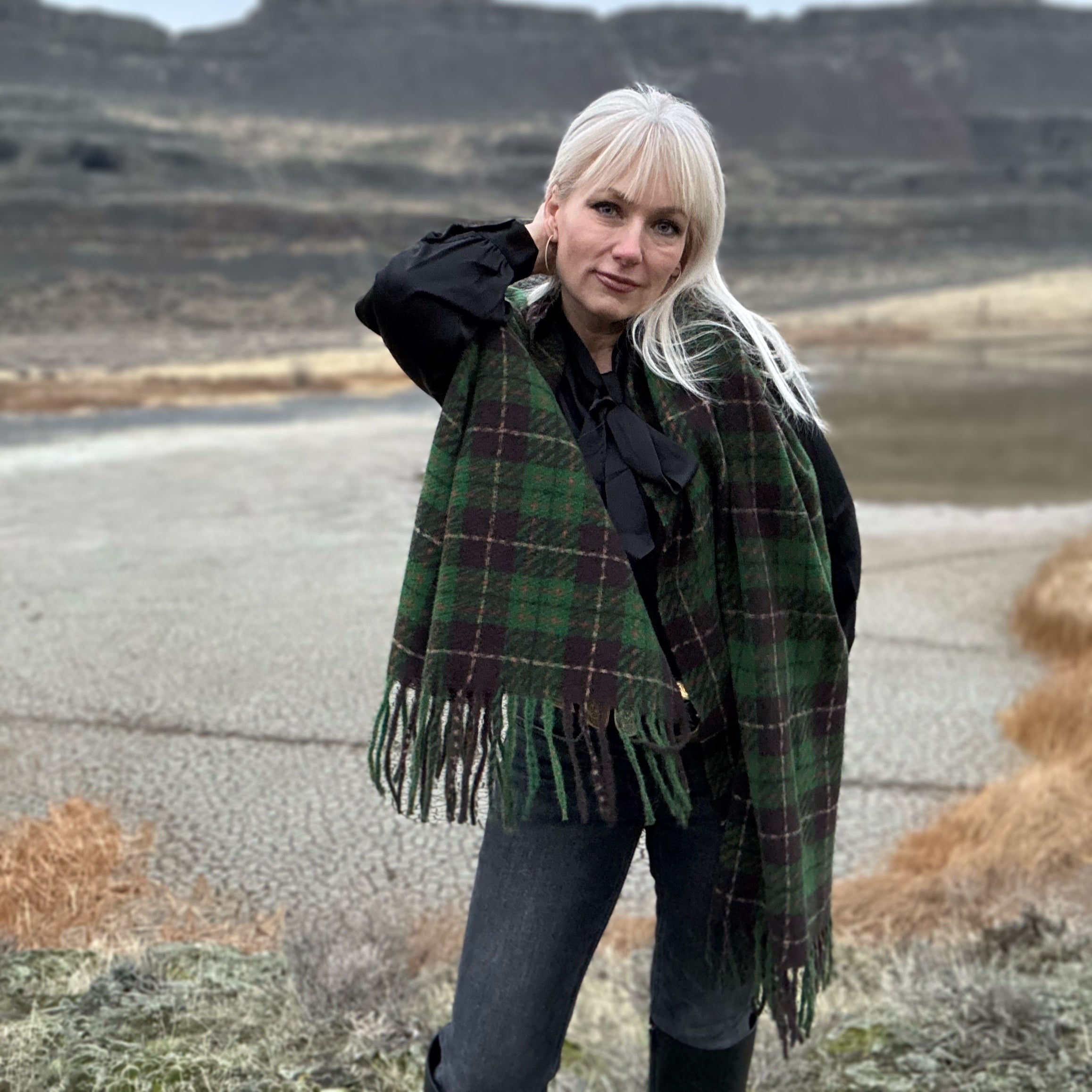 Forrest Fields Fluffy Plaid Scarf