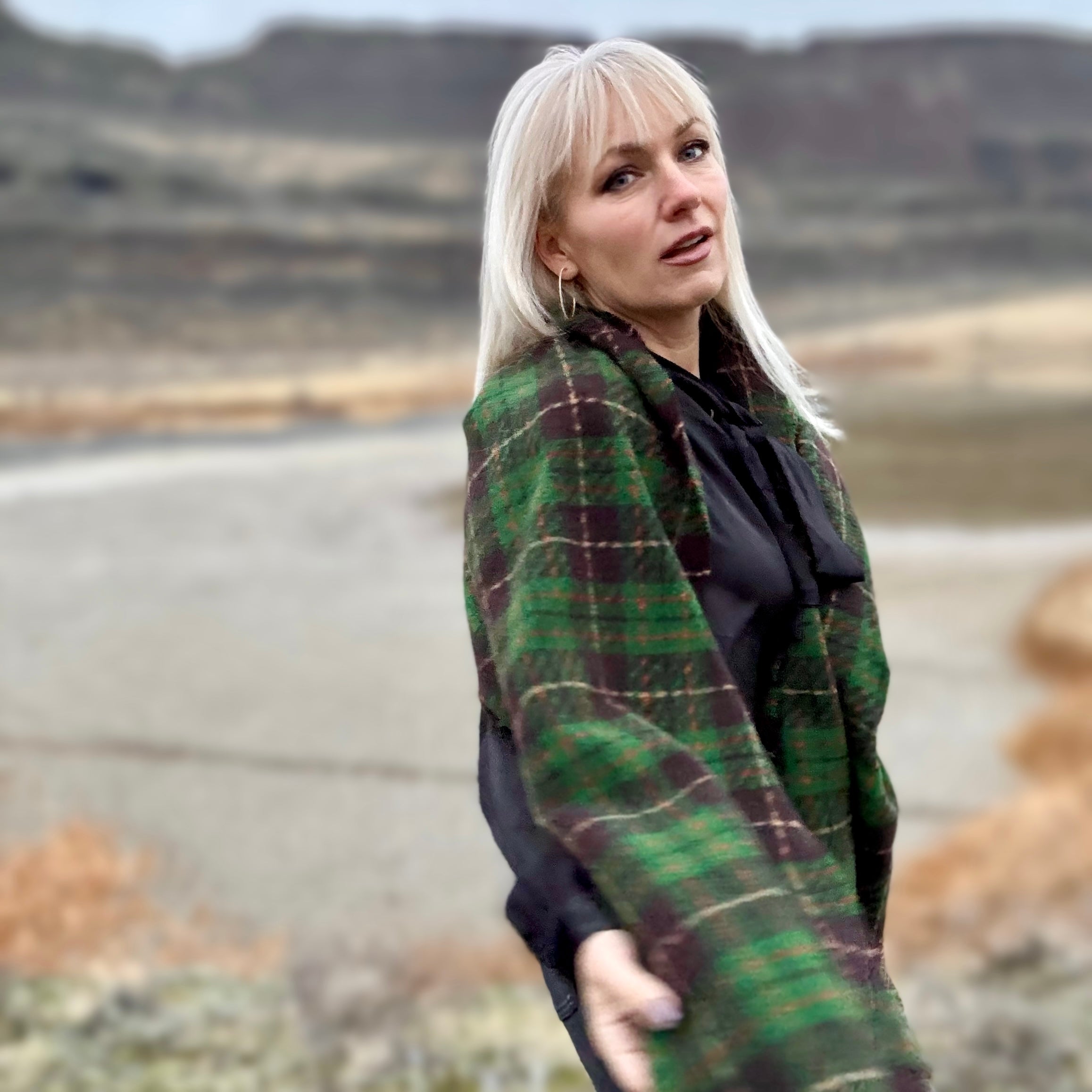 Forrest Fields Fluffy Plaid Scarf