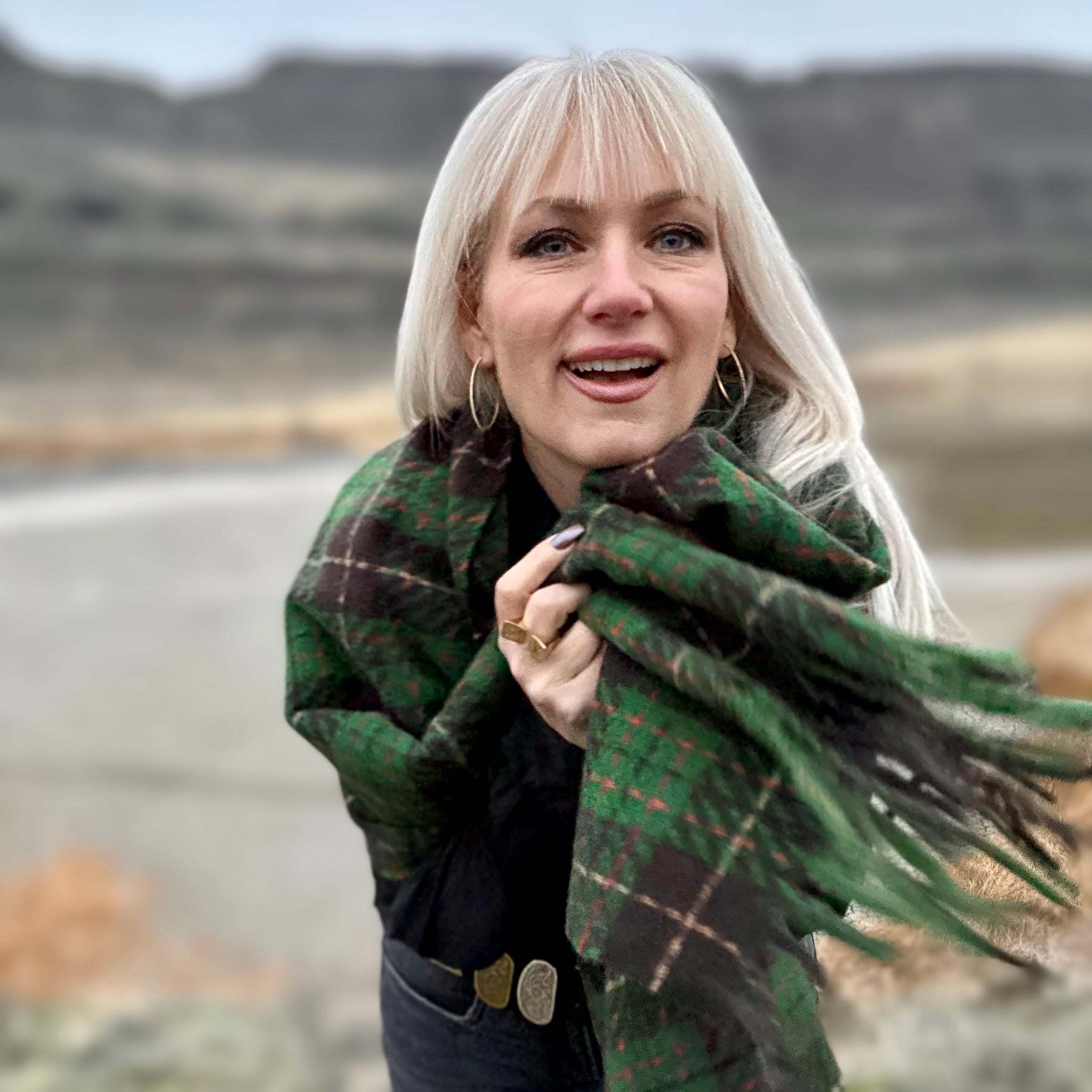 Forrest Fields Fluffy Plaid Scarf