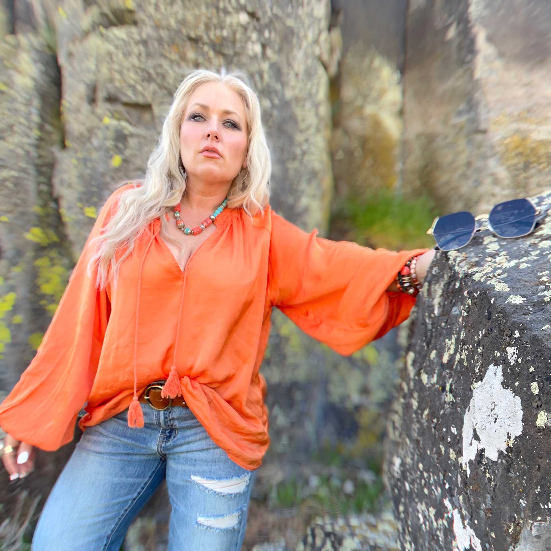 Bella Boho Blouse (Orange)